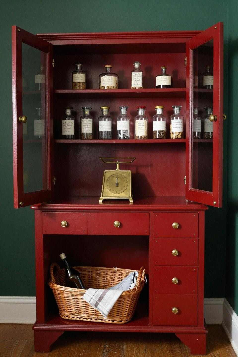 Blox Burg kitchen with repurposed vintage secretary desk pantry
