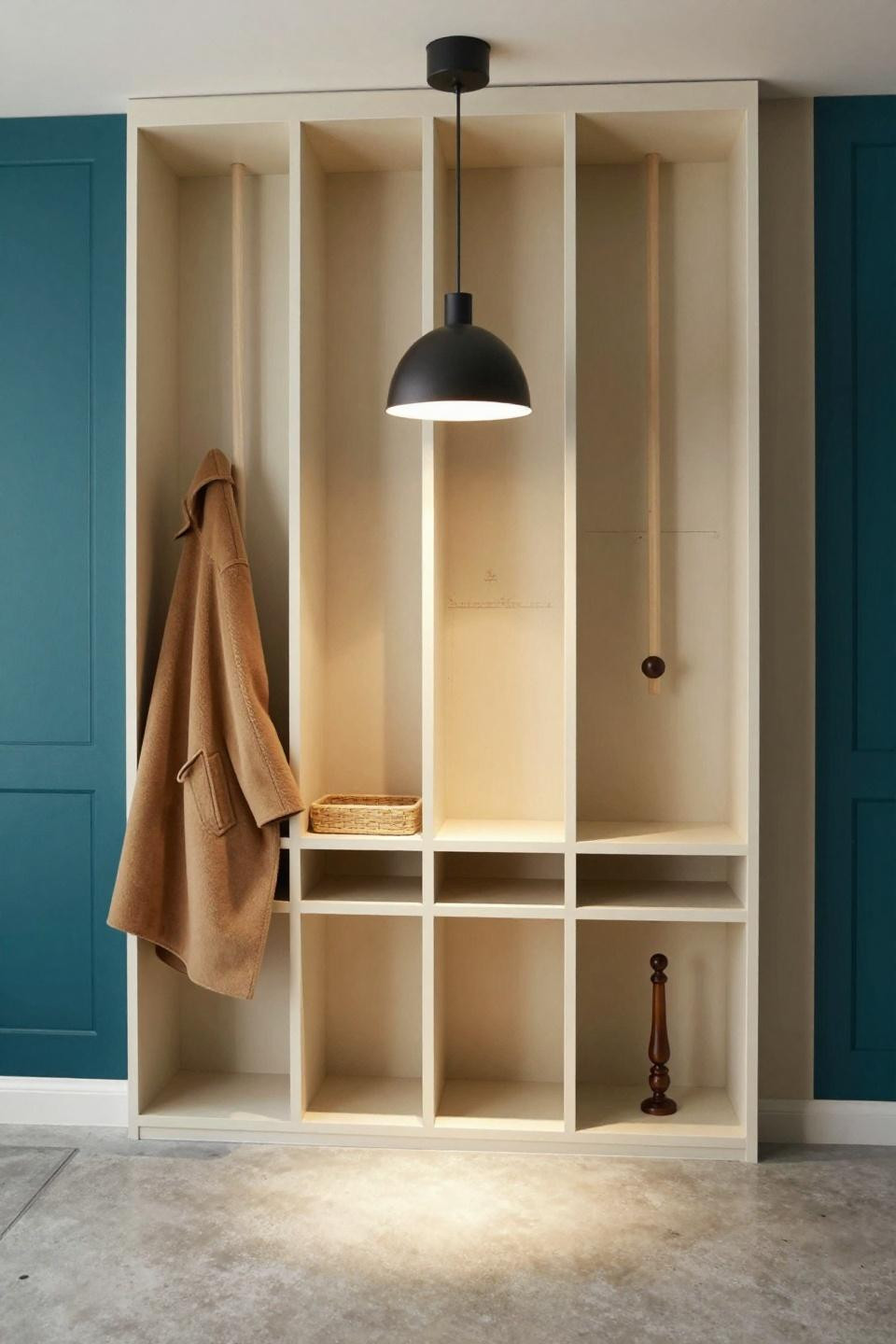 Bloxburg entrance ideas inside with saturated deep teal paneled accent wall