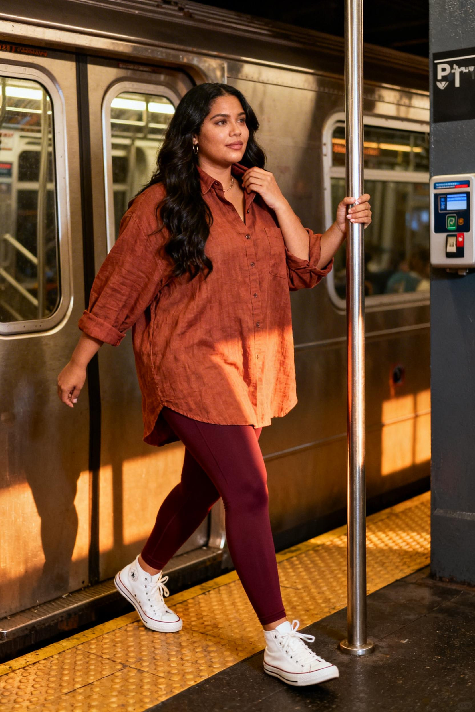 Plus Size Outfits Casual Comfy - burnt sienna linen shirt