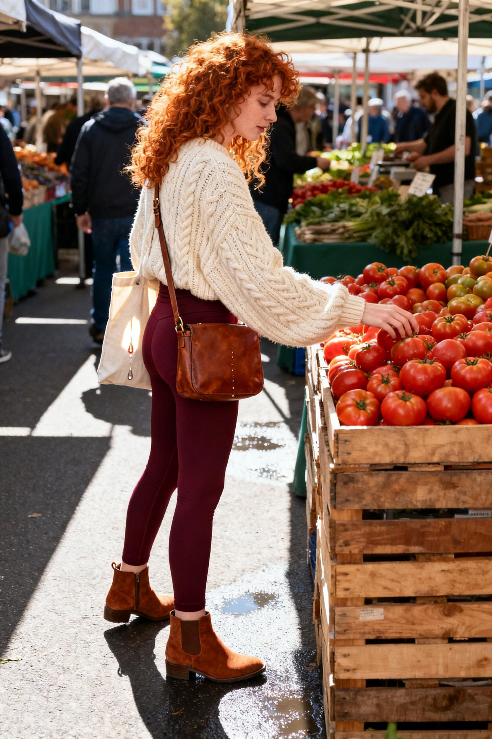 Legging Outfits Winter - burgundy leggings cream sweater
