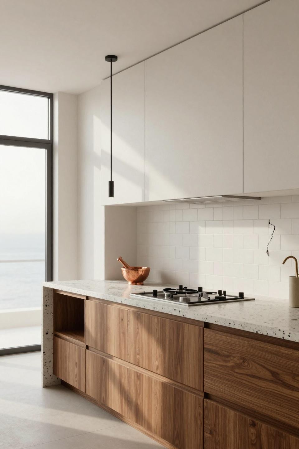Beach house exterior Bloxburg inspired kitchen with terrazzo countertops
