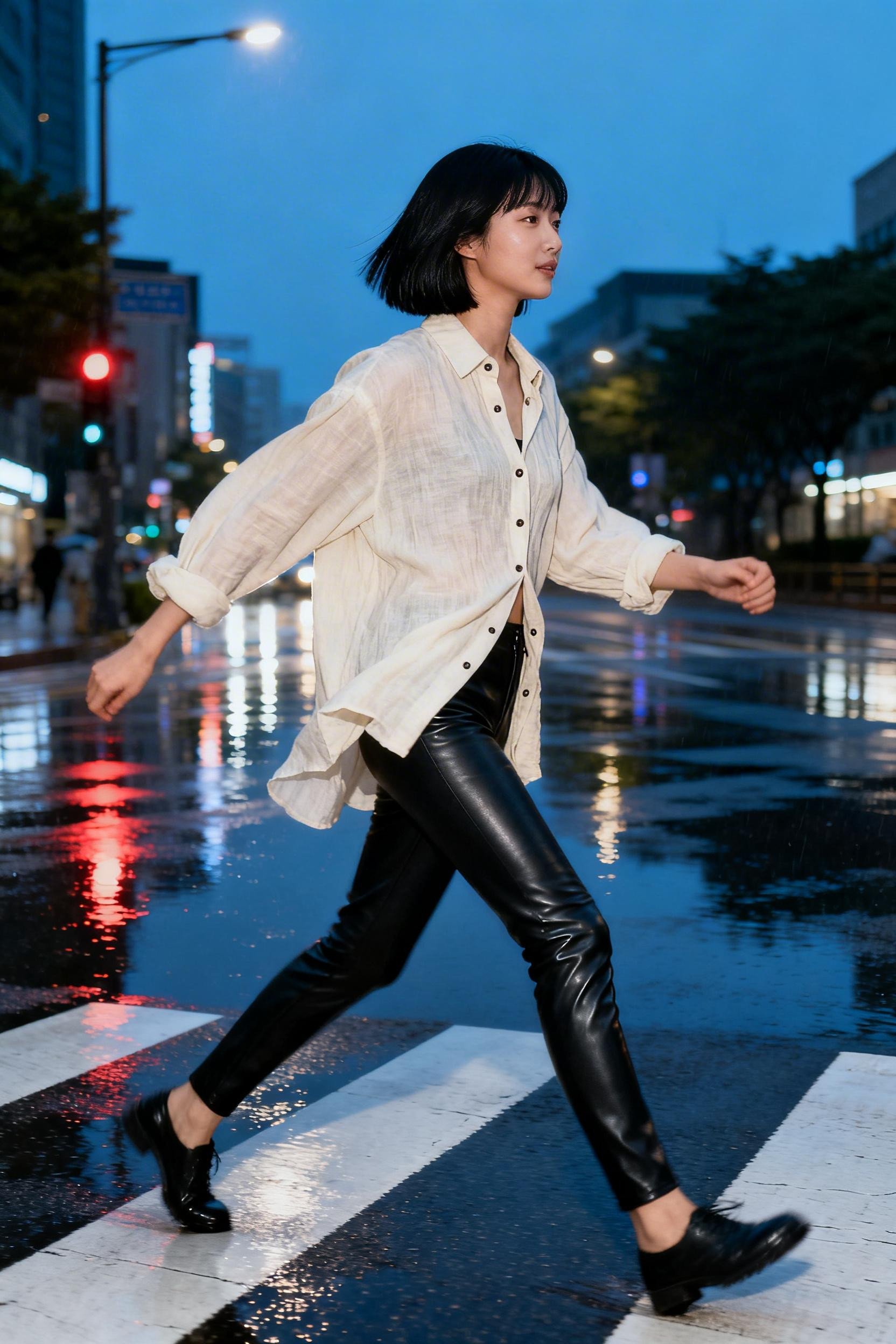 Winter Outfits With Leggings - cream shirt leather leggings