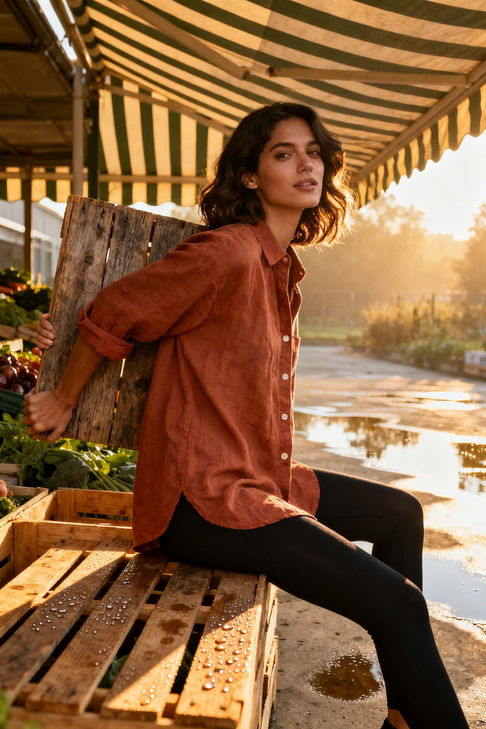 Leggings Outfit Ideas - terracotta shirt