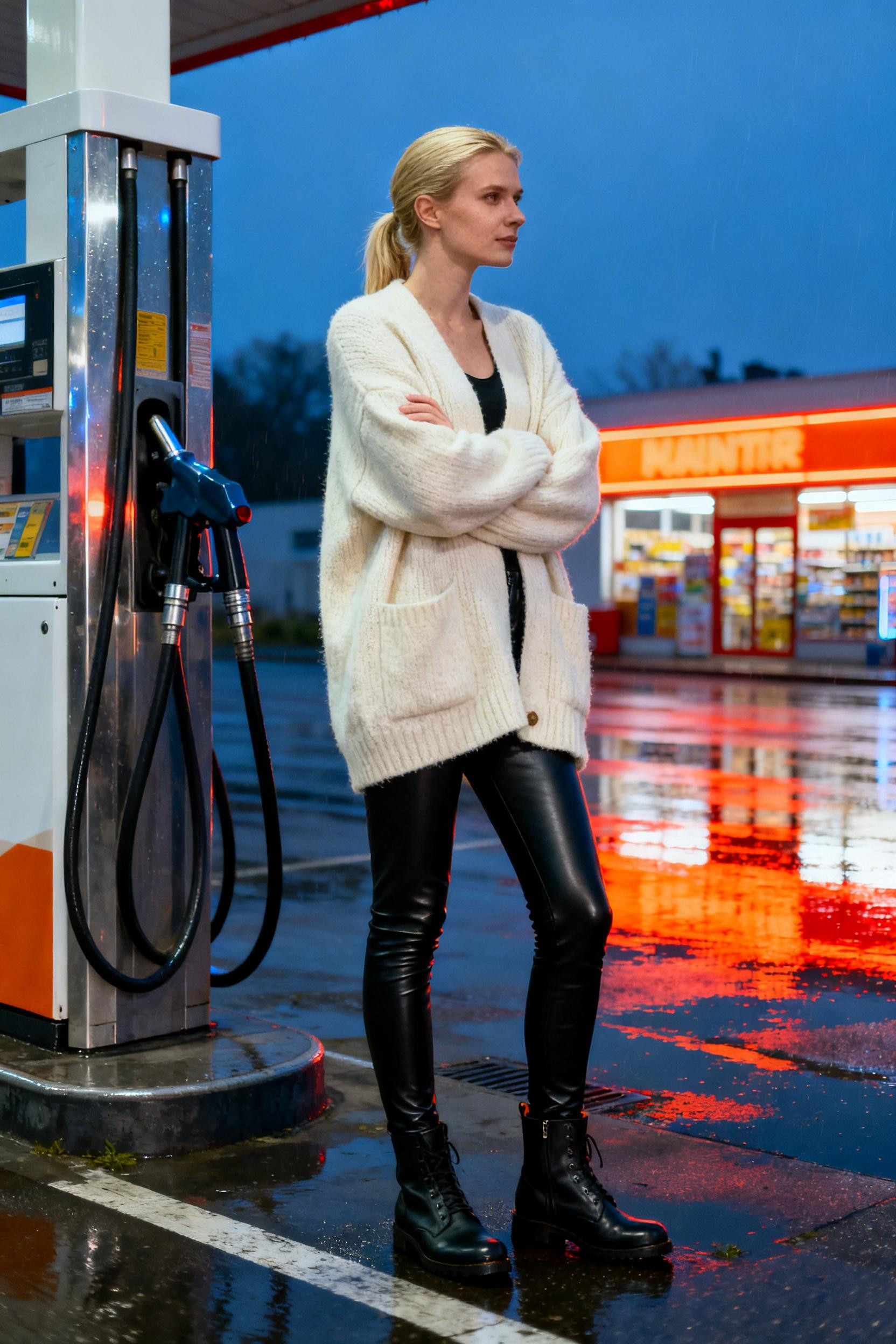 Leather Leggings Outfit - cream cardigan