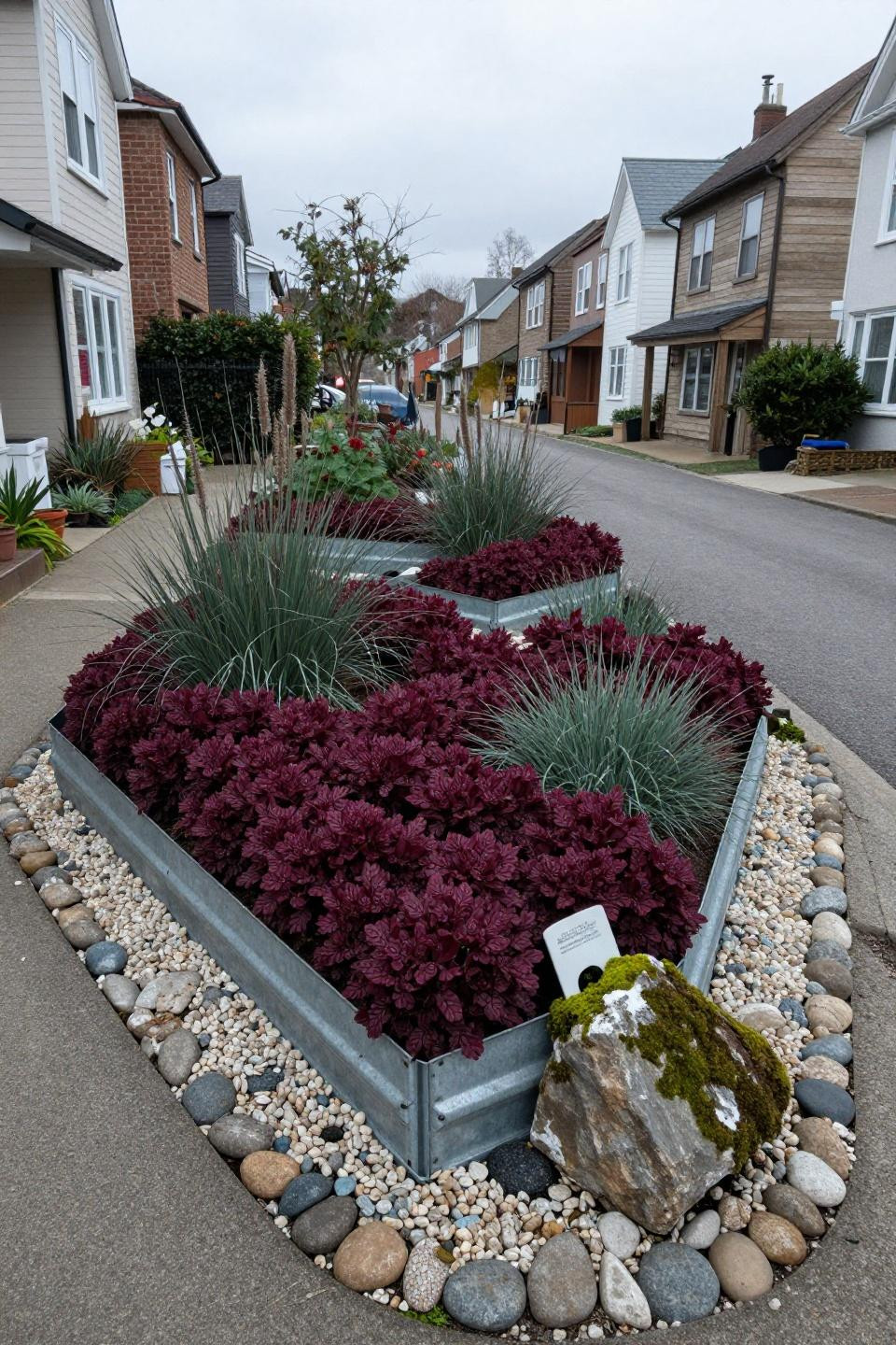 Small backyard landscaping with steel-frame raised beds