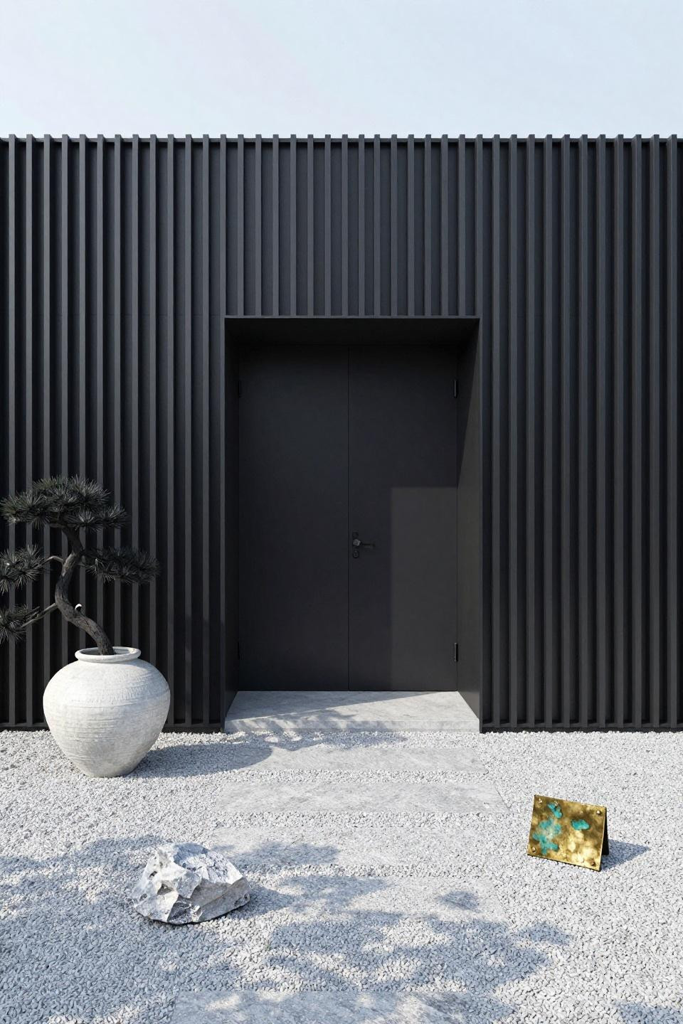 Landscaping ideas for front of house with Japanese black pine