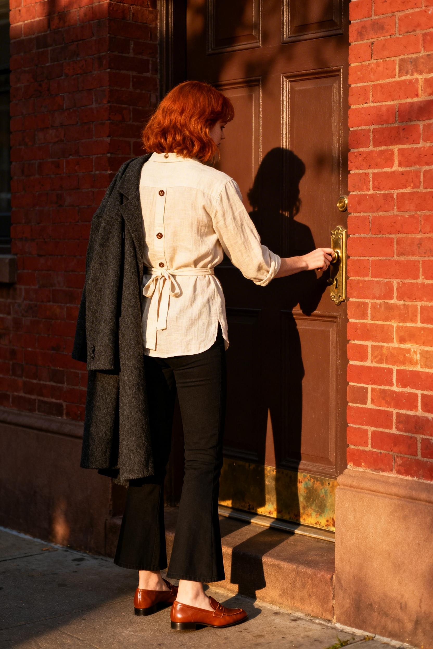 Cold Weather Outfits - cream linen button-down coat