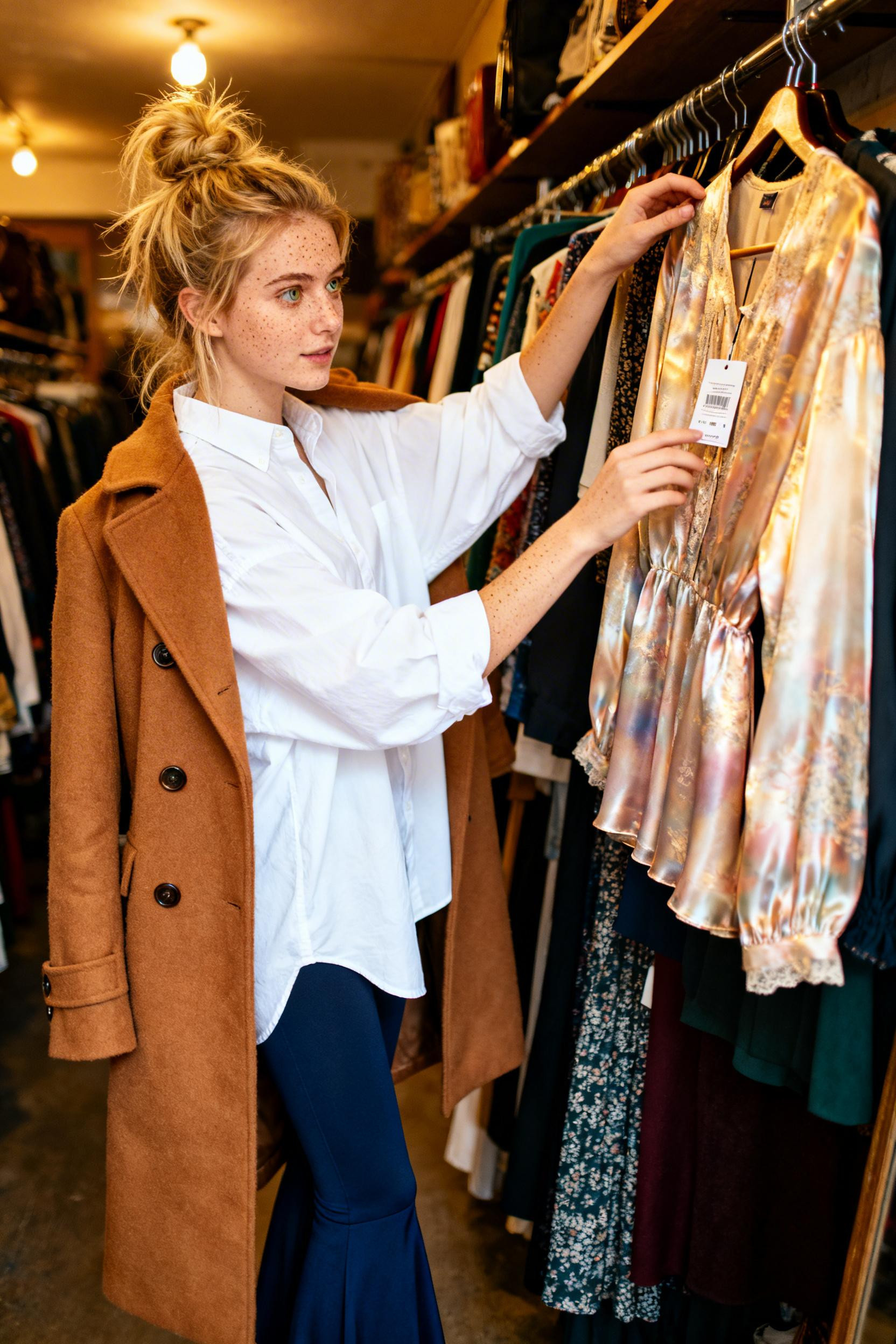 What To Wear With Flare Leggings - white oxford peacoat
