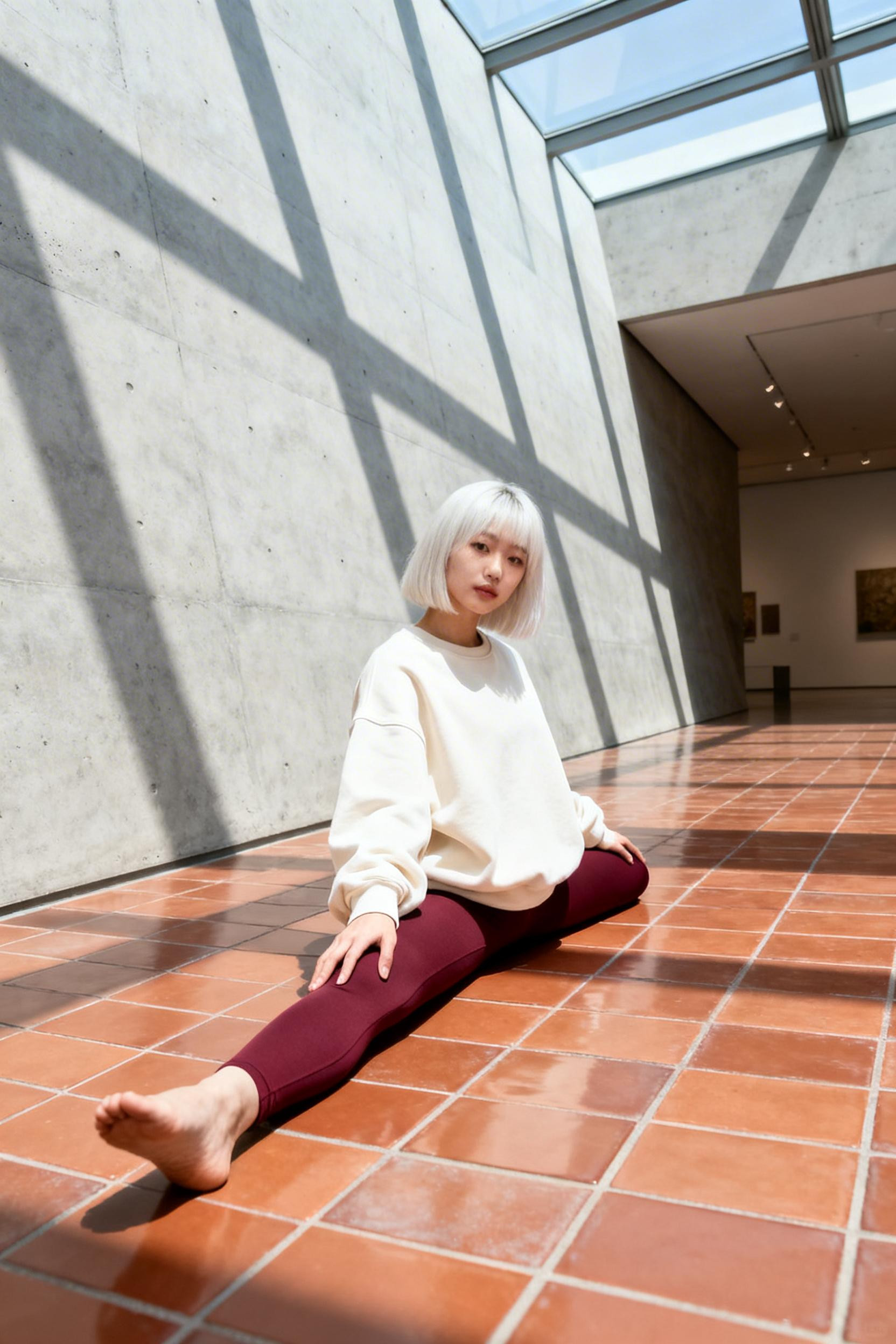 Leggings Outfit Inspo - burgundy with cream sweatshirt