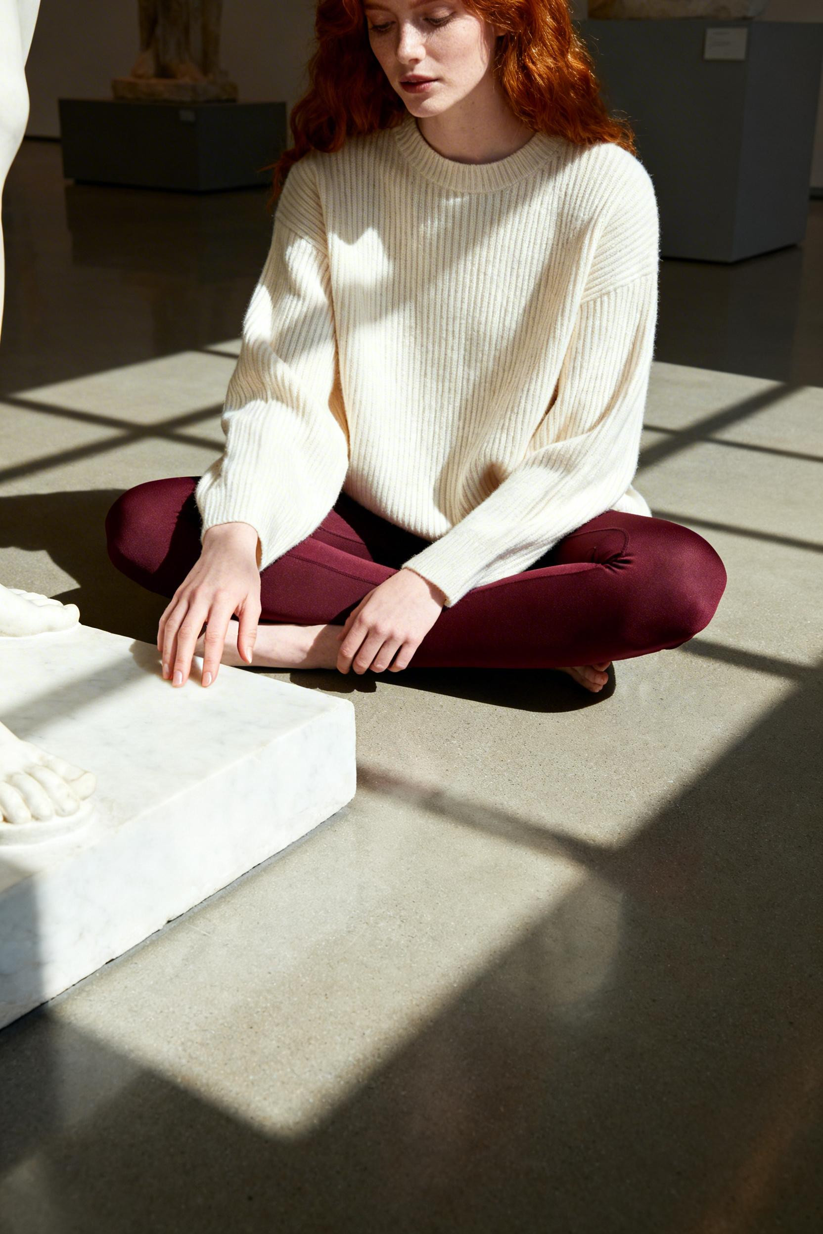 Cute Legging Outfits Winter - burgundy with cream sweater
