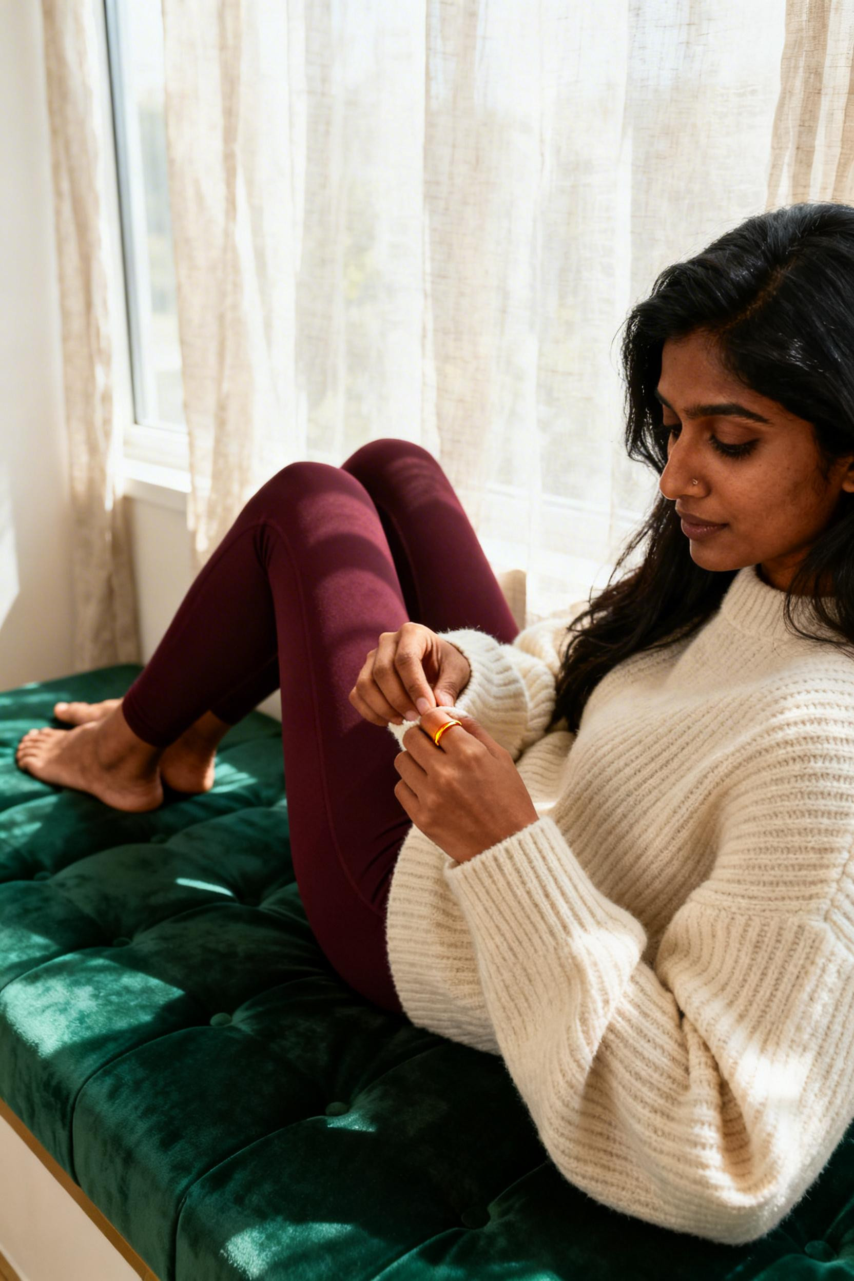 Cozy Leggings Outfit - burgundy with cashmere
