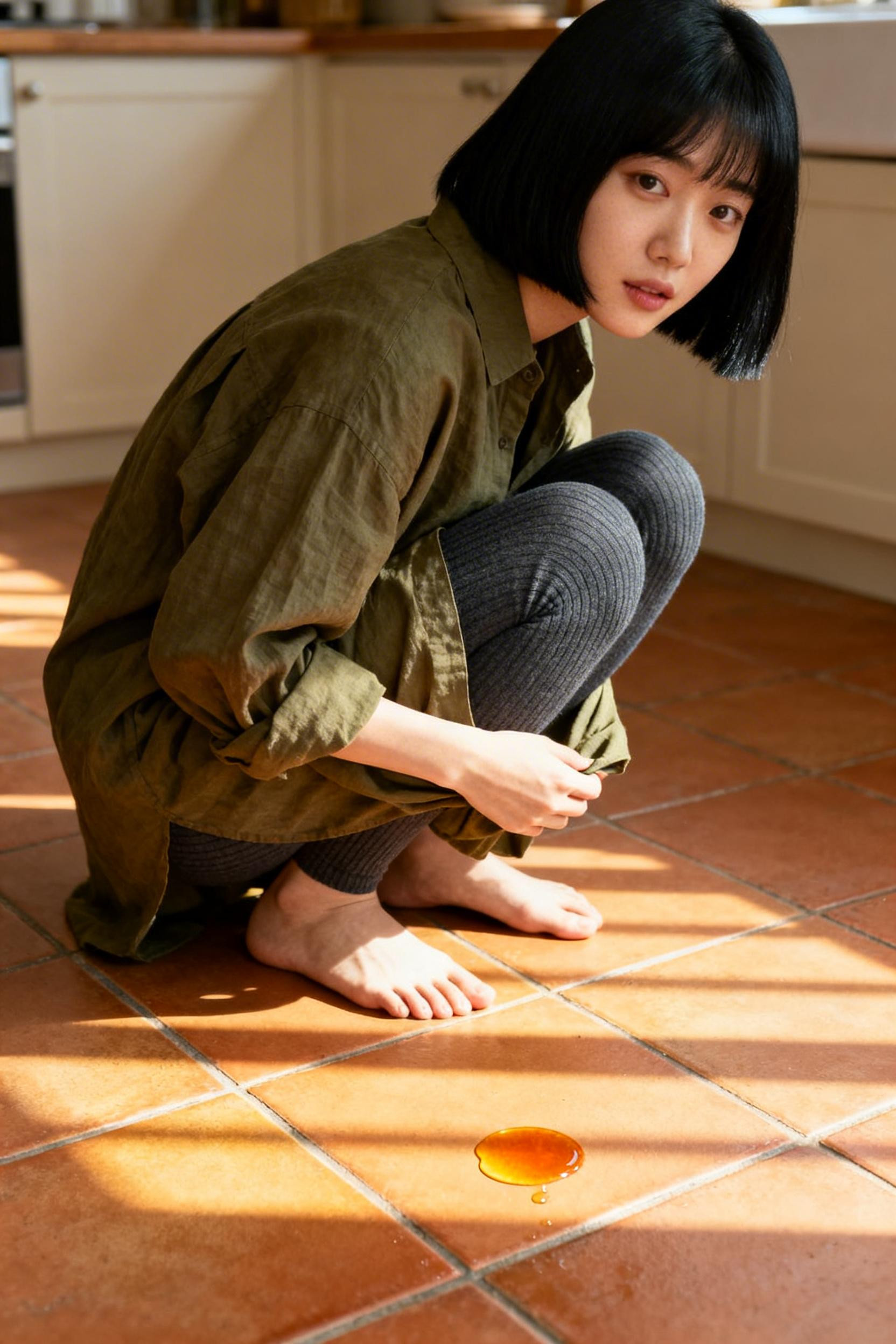 Trendy Outfits With Leggings - charcoal with olive shirt