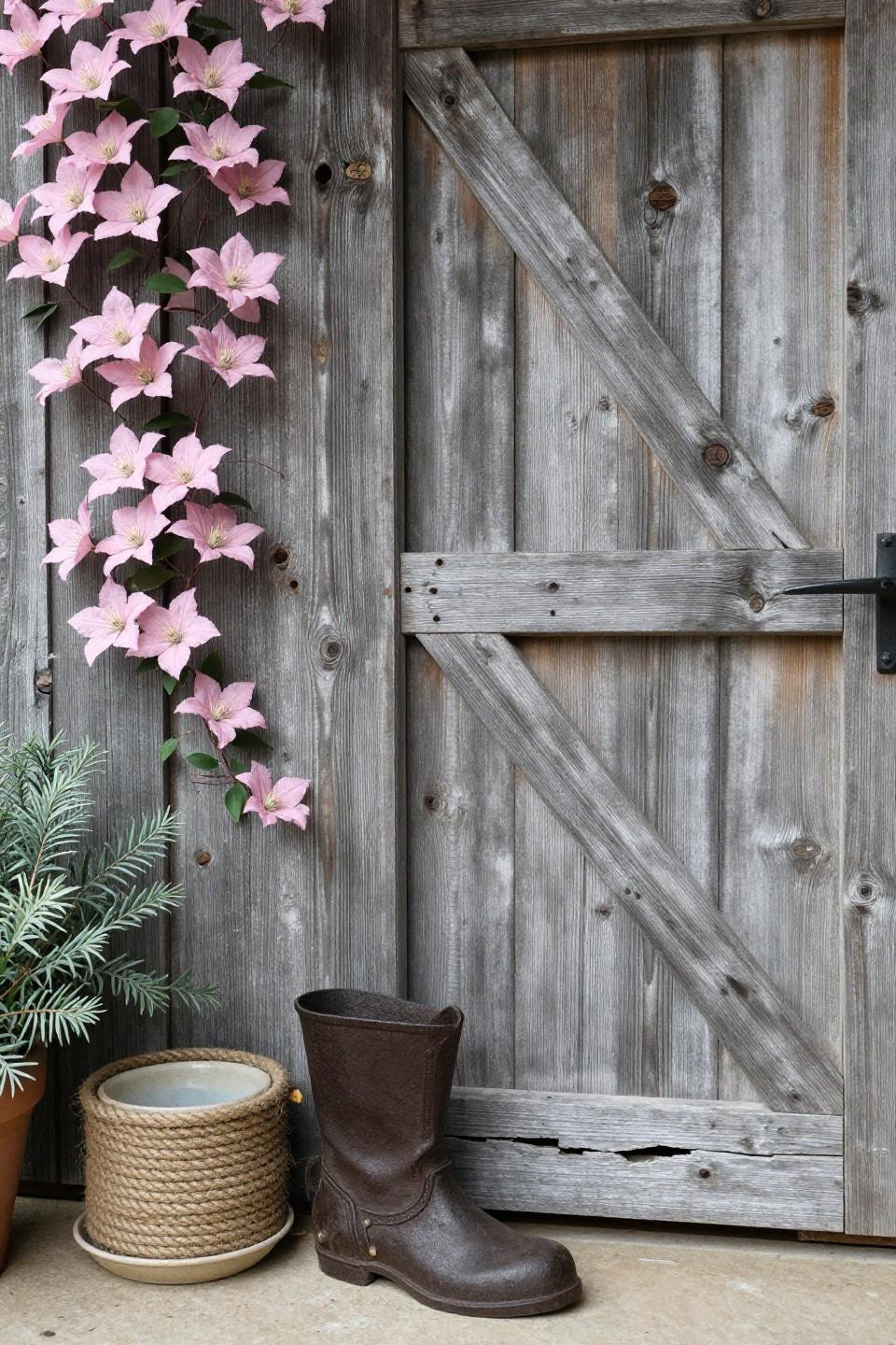 Decks with privacy walls using reclaimed barnwood planks