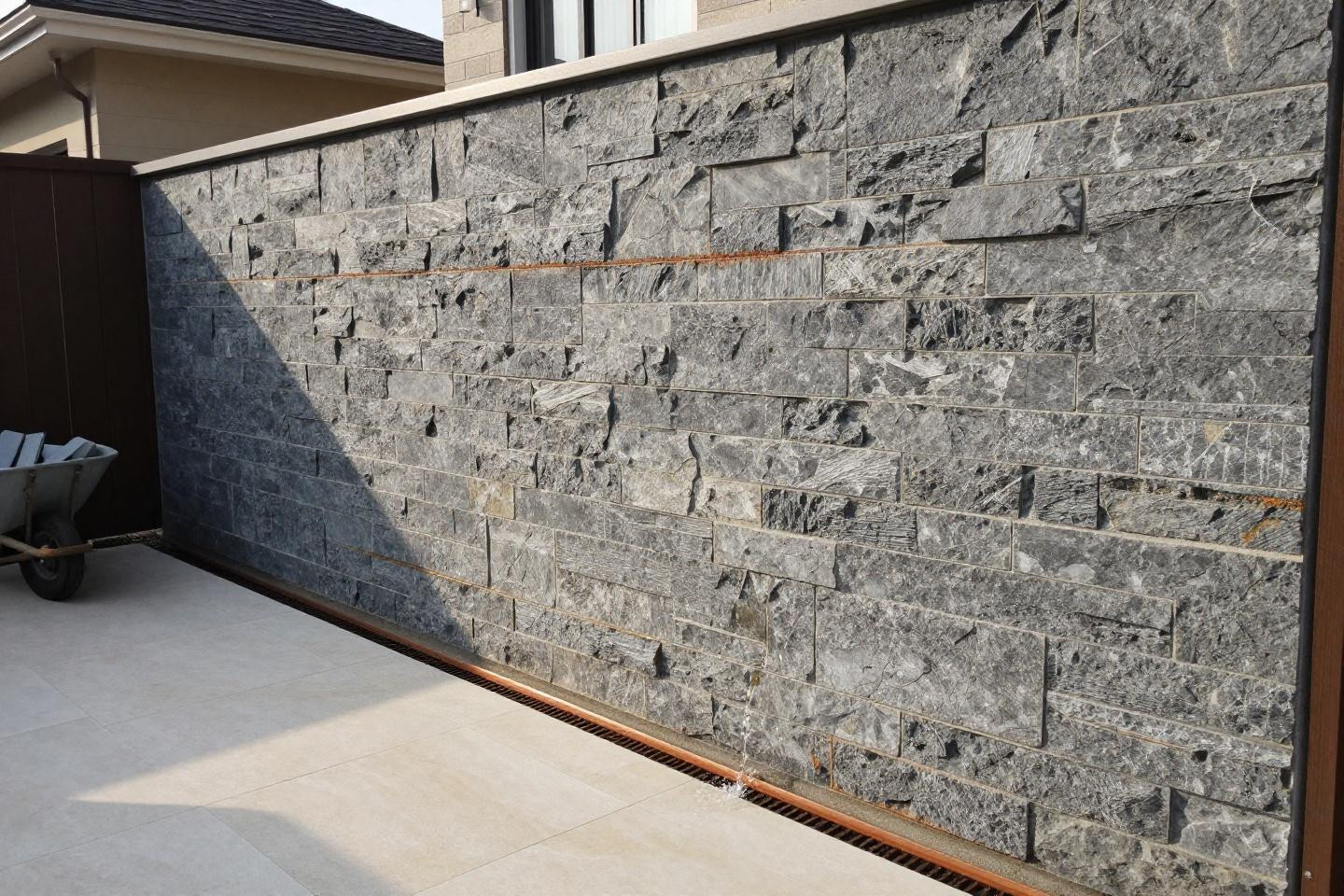 Outside privacy wall ideas with stacked-stone modular system