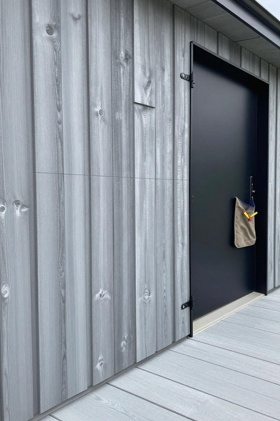 Deck privacy ideas with vertical douglas fir privacy wall and hidden gate
