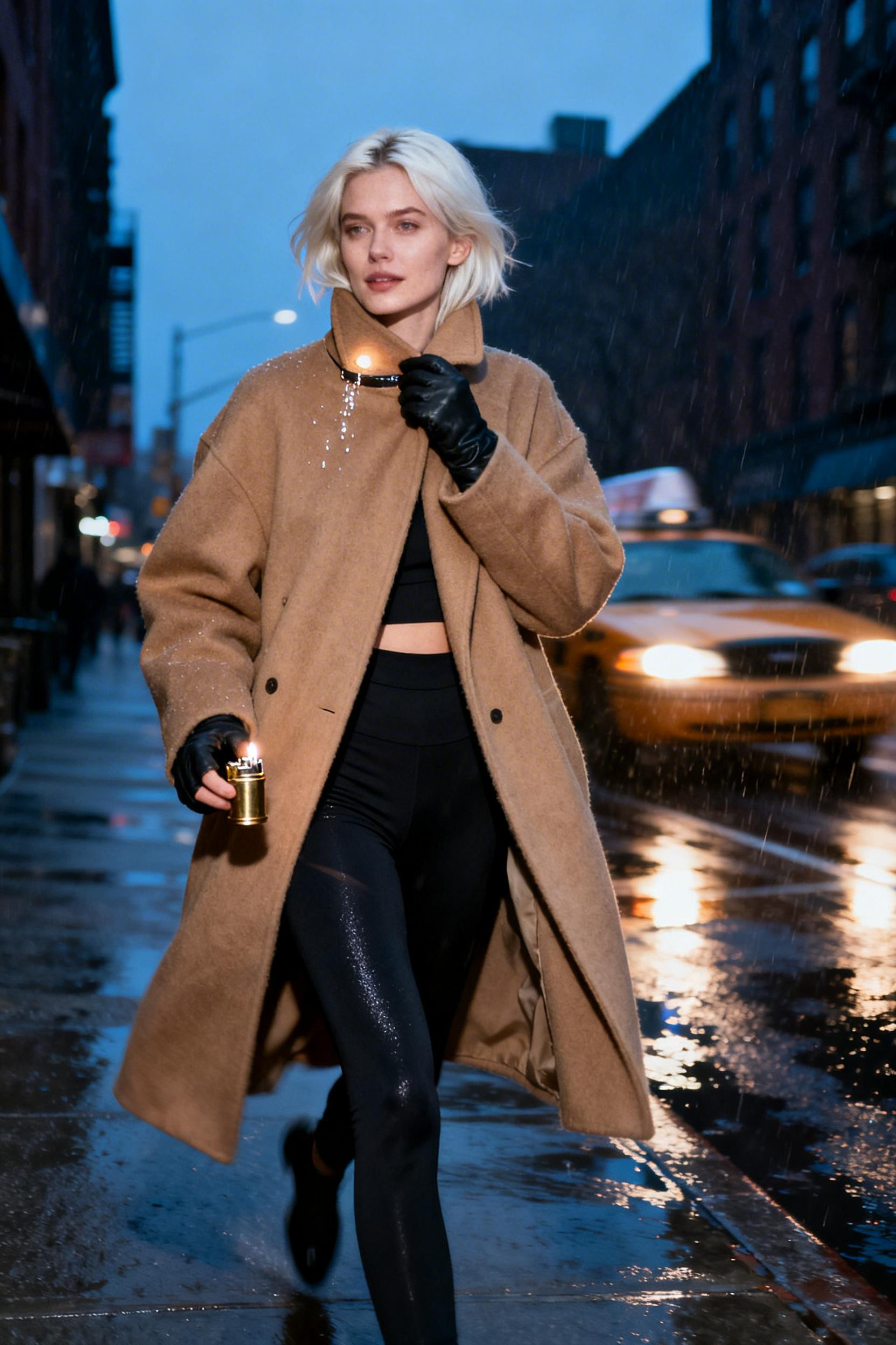 Professional Outfits Women - camel coat black leggings