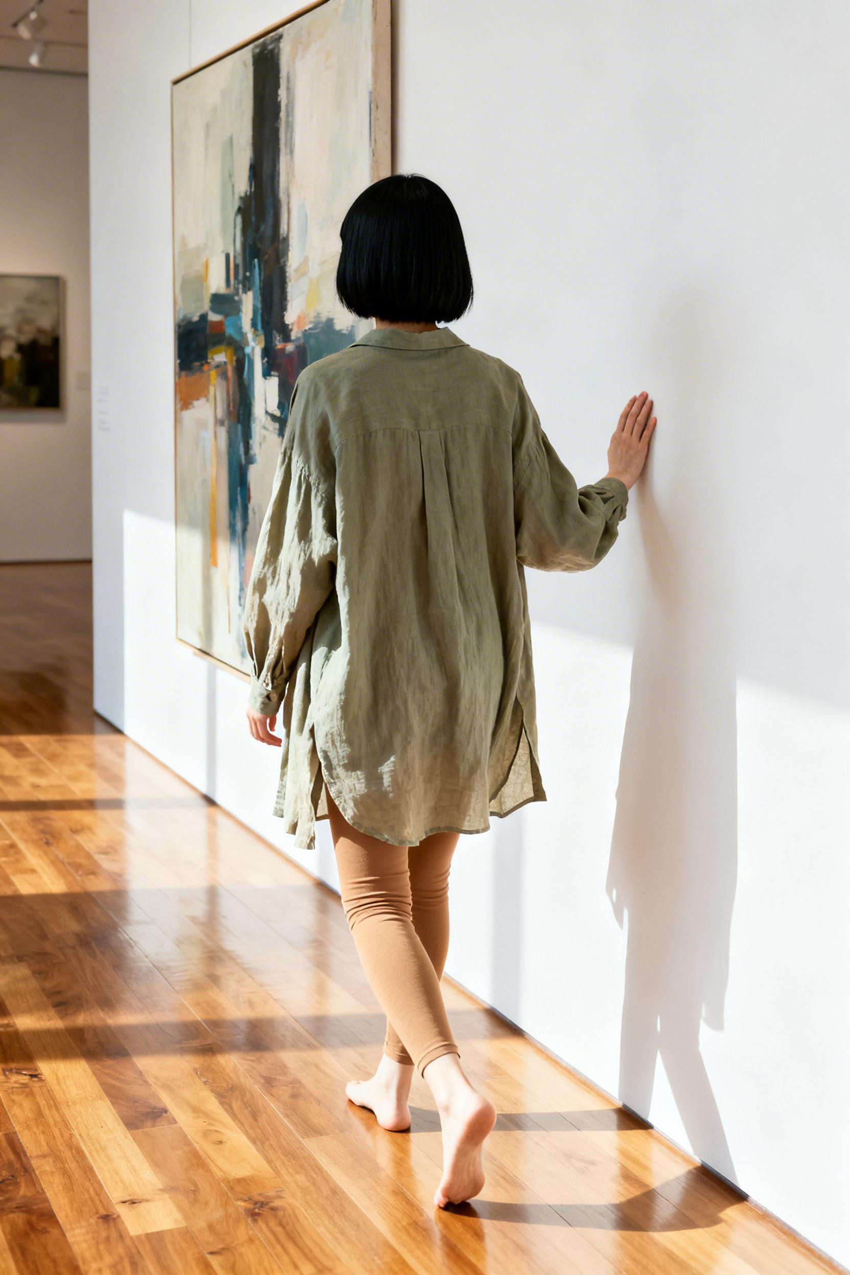 Cream Leggings Outfit - sage linen gallery