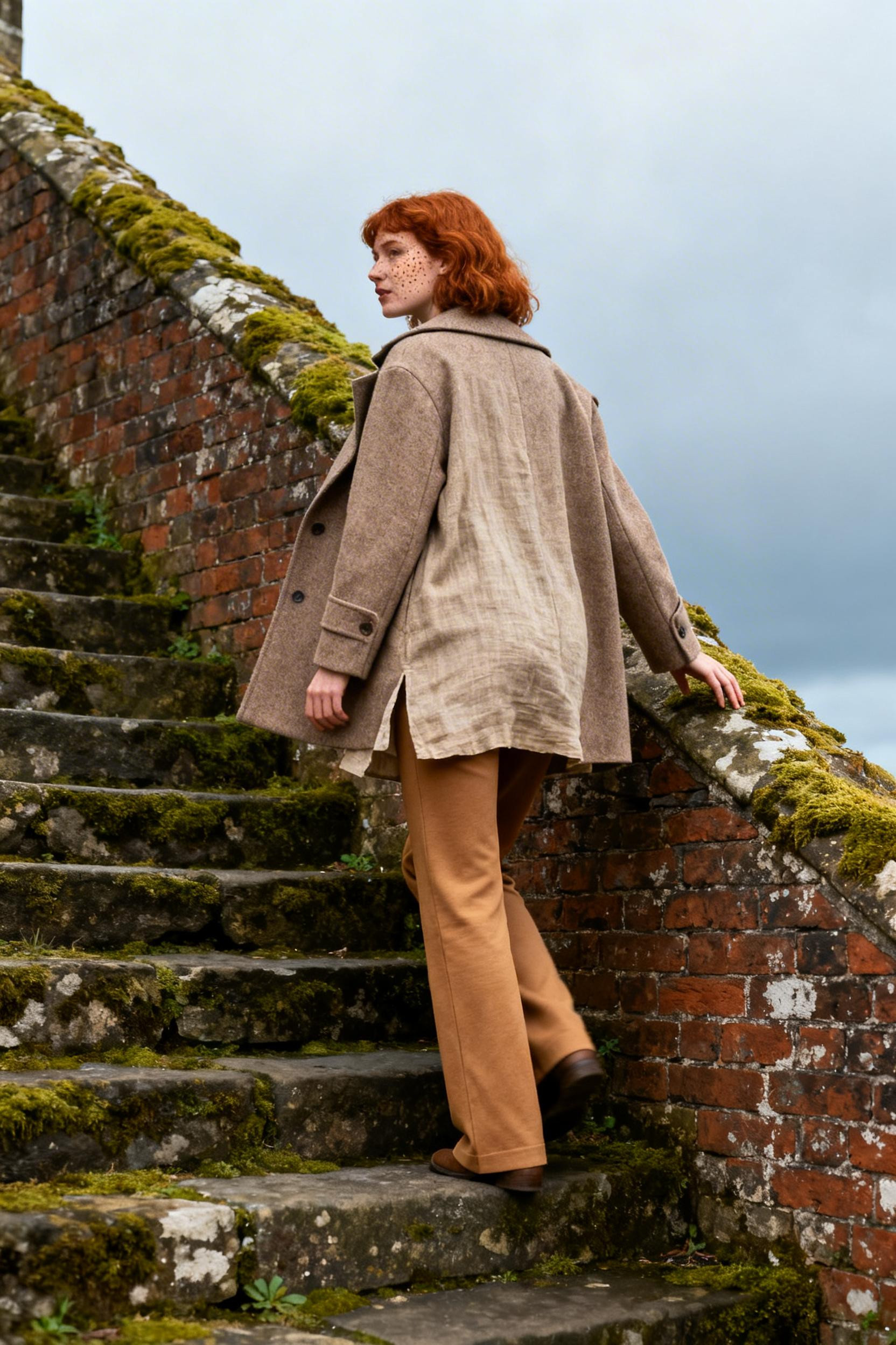 How To Style Brown Leggings - wool coat monastery