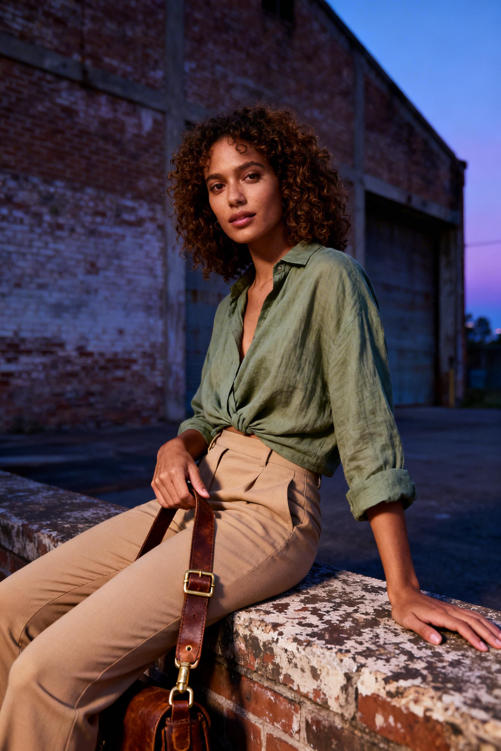 Khaki Leggings Outfit - sage linen warehouse