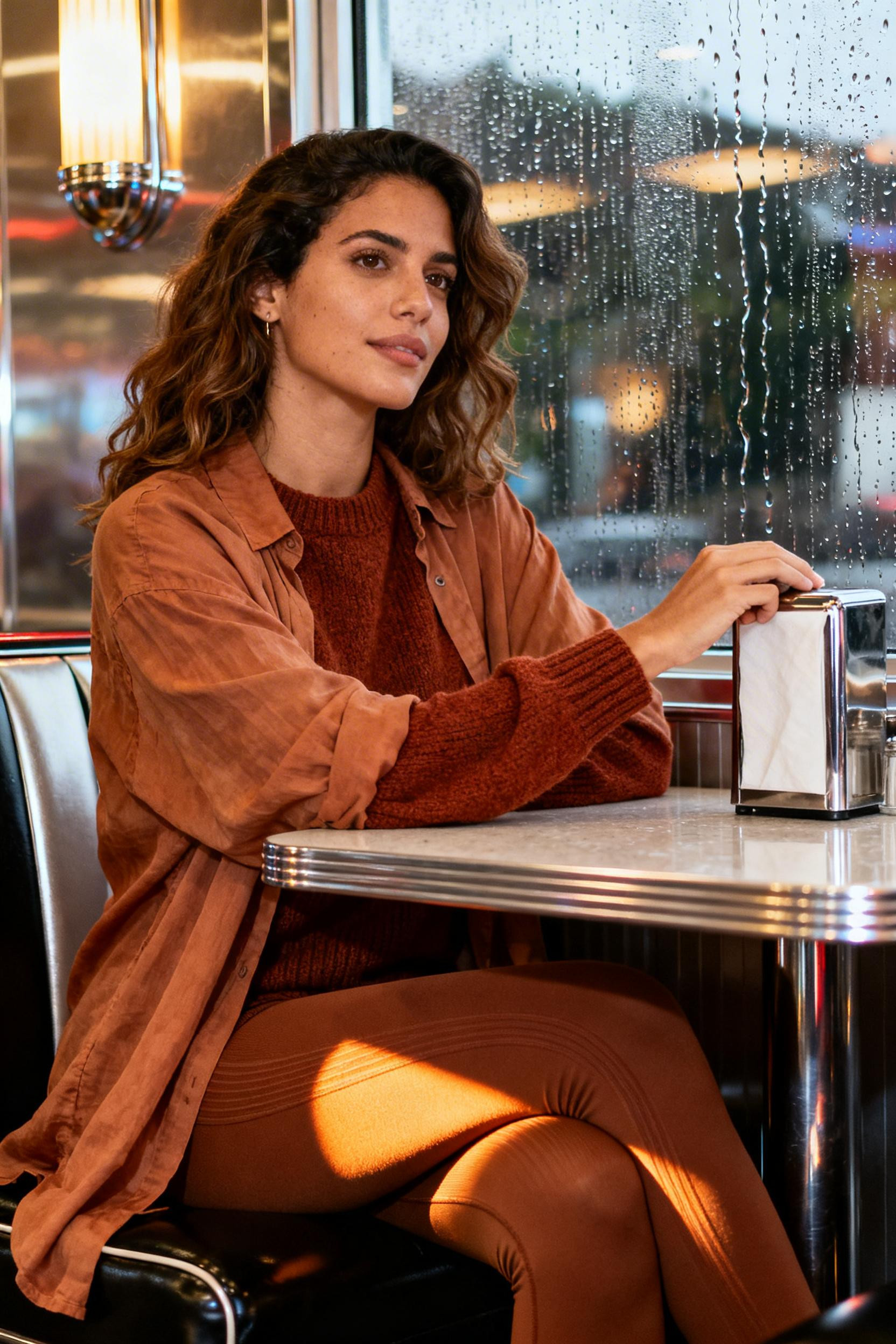 Autumn Leggings Outfits - burnt sienna diner