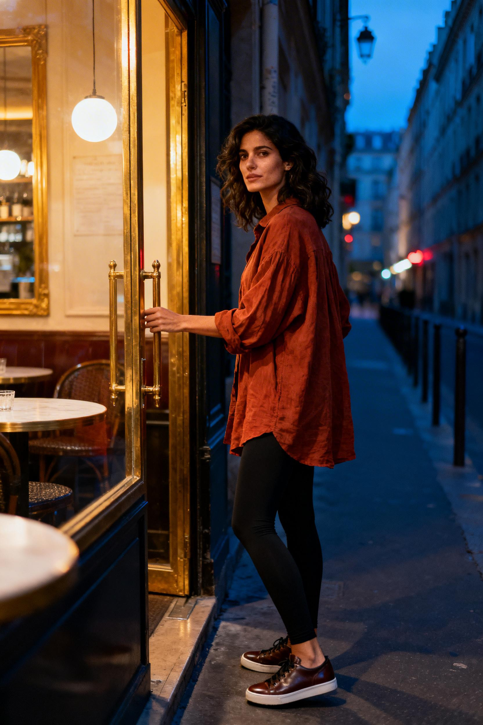 Simple Outfits With Leggings - terracotta linen café