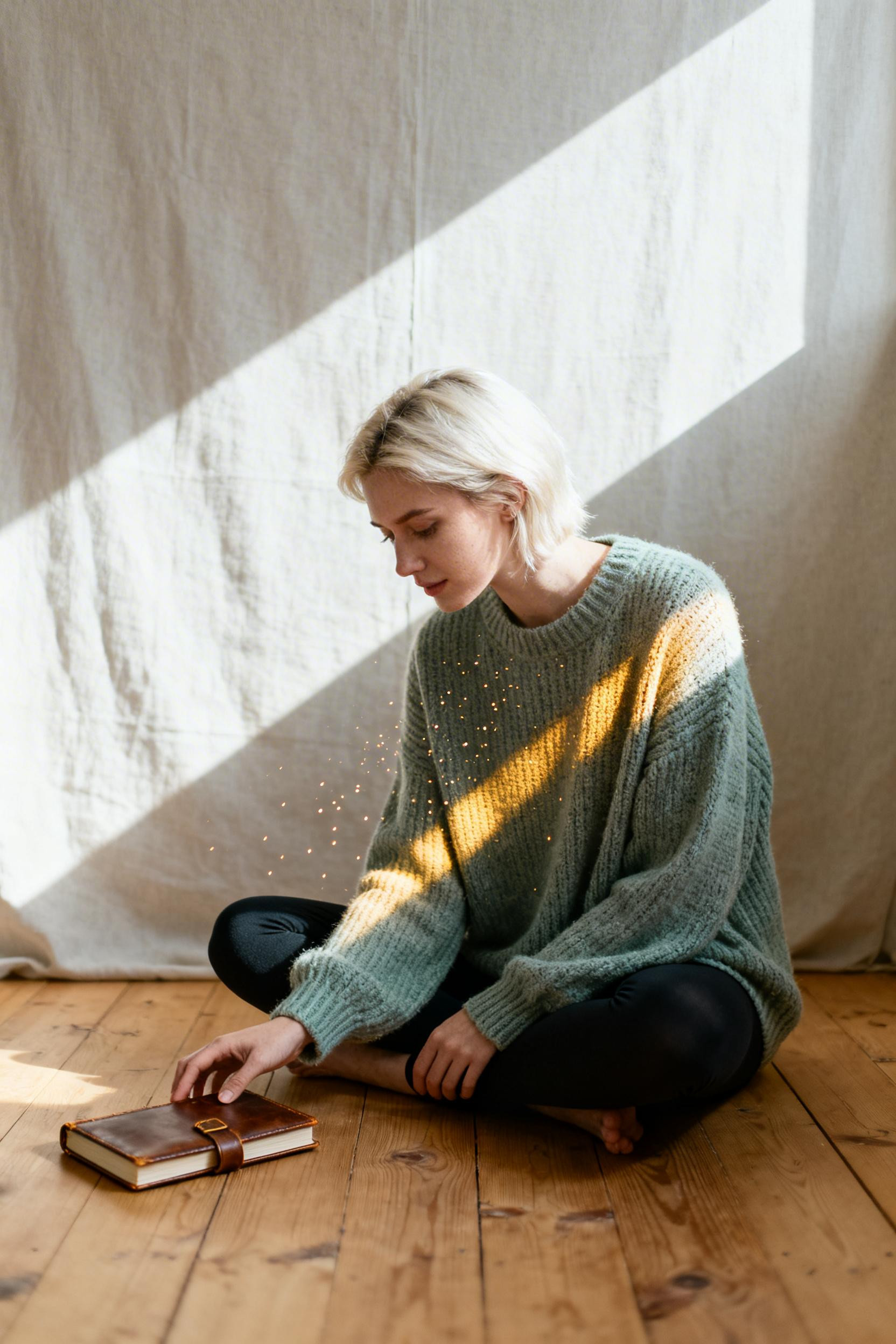 Lazy Fits For School - sage sweater journal