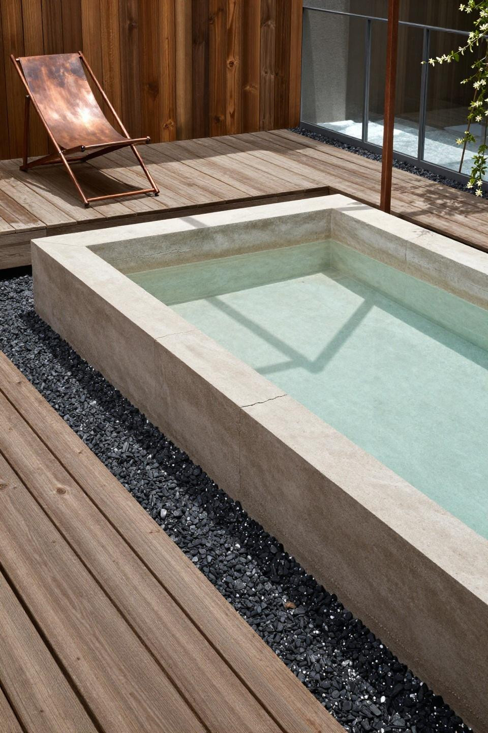 Small outdoor pool ideas with urban courtyard design