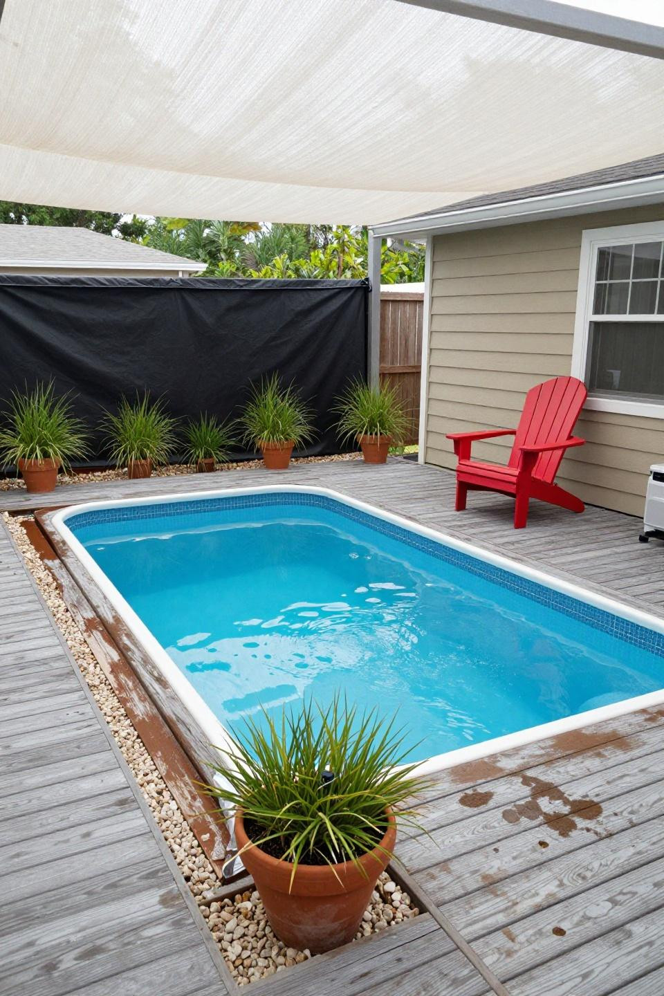 Small pool ideas on a budget with fiberglass shell