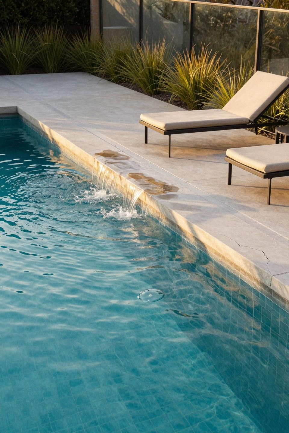 Tiny pool ideas with saltwater and glass tile