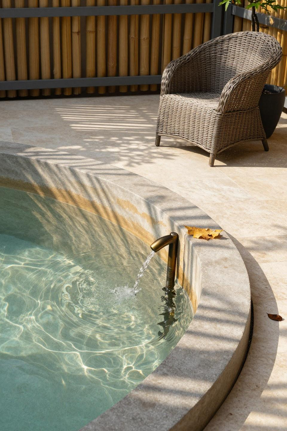 Small backyard pool landscaping with curved concrete pool