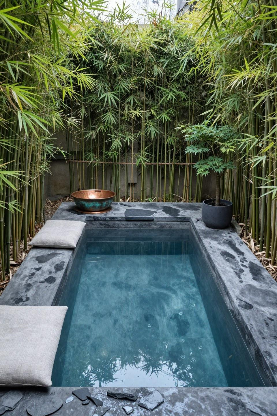 Small outdoor pool ideas with Japanese soaking design