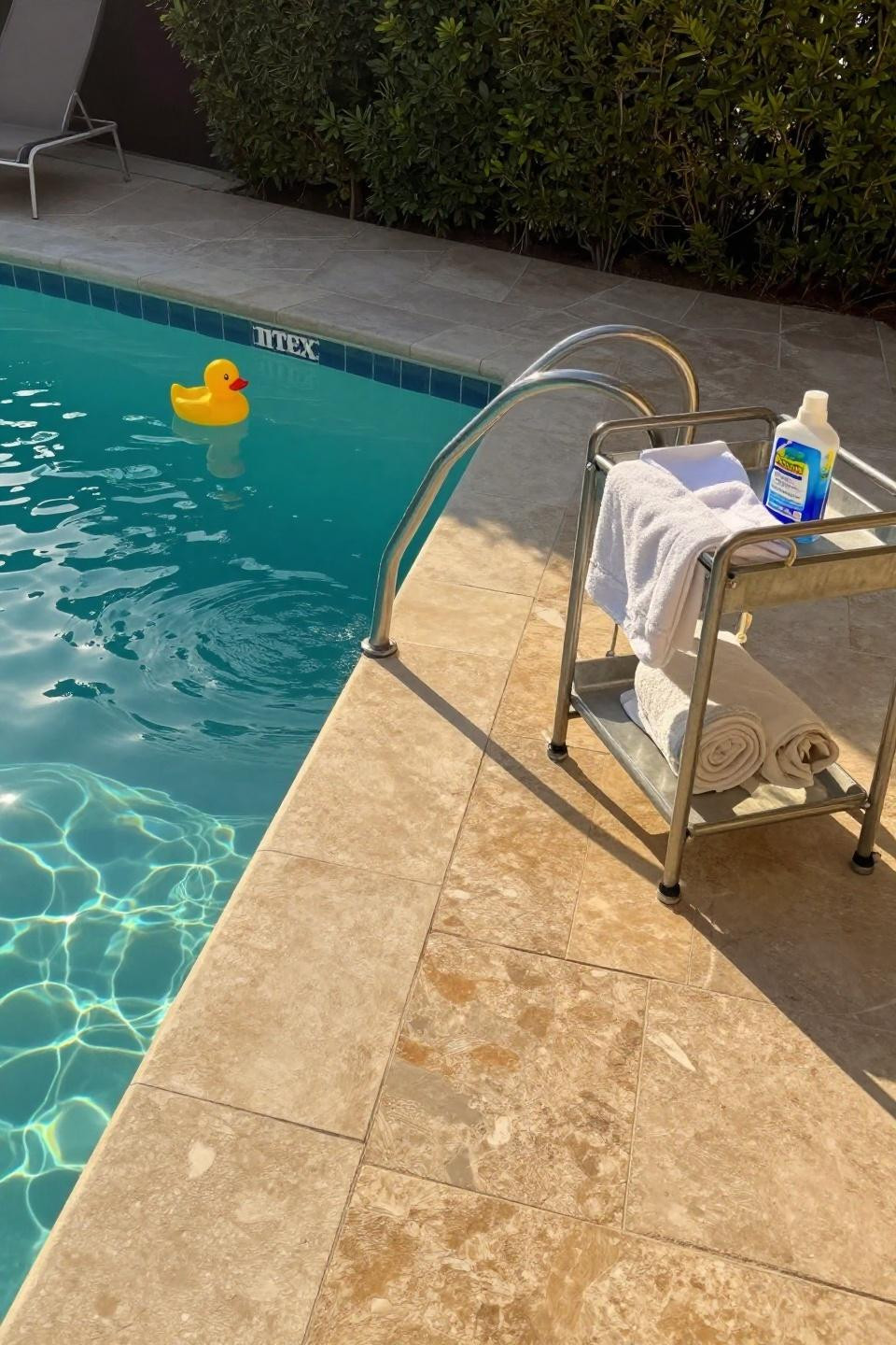 Intex pool ideas with luxury natural stone pavers and Turkish towel styling
