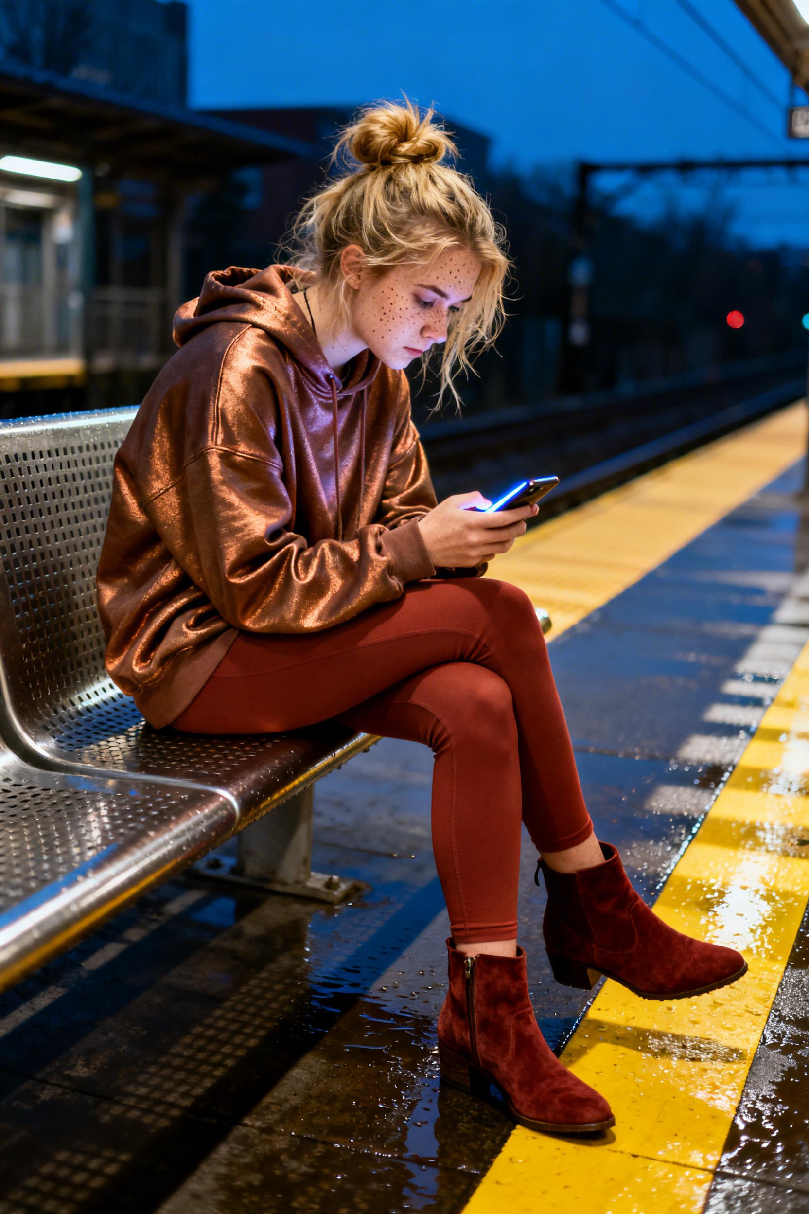 Winter Hoodie Outfit - bronze hoodie commute