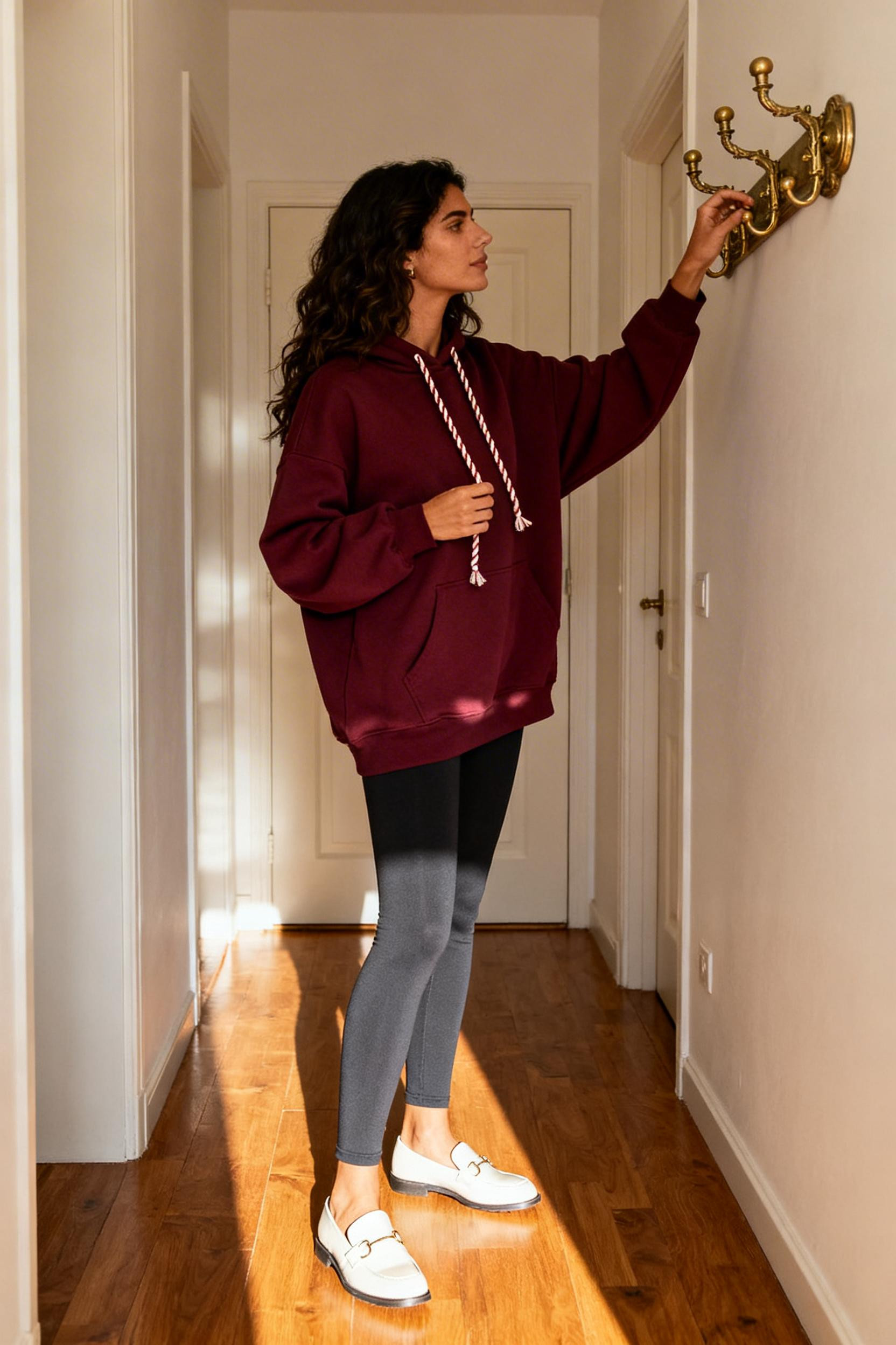 Chill Outfits - burgundy oversized hoodie