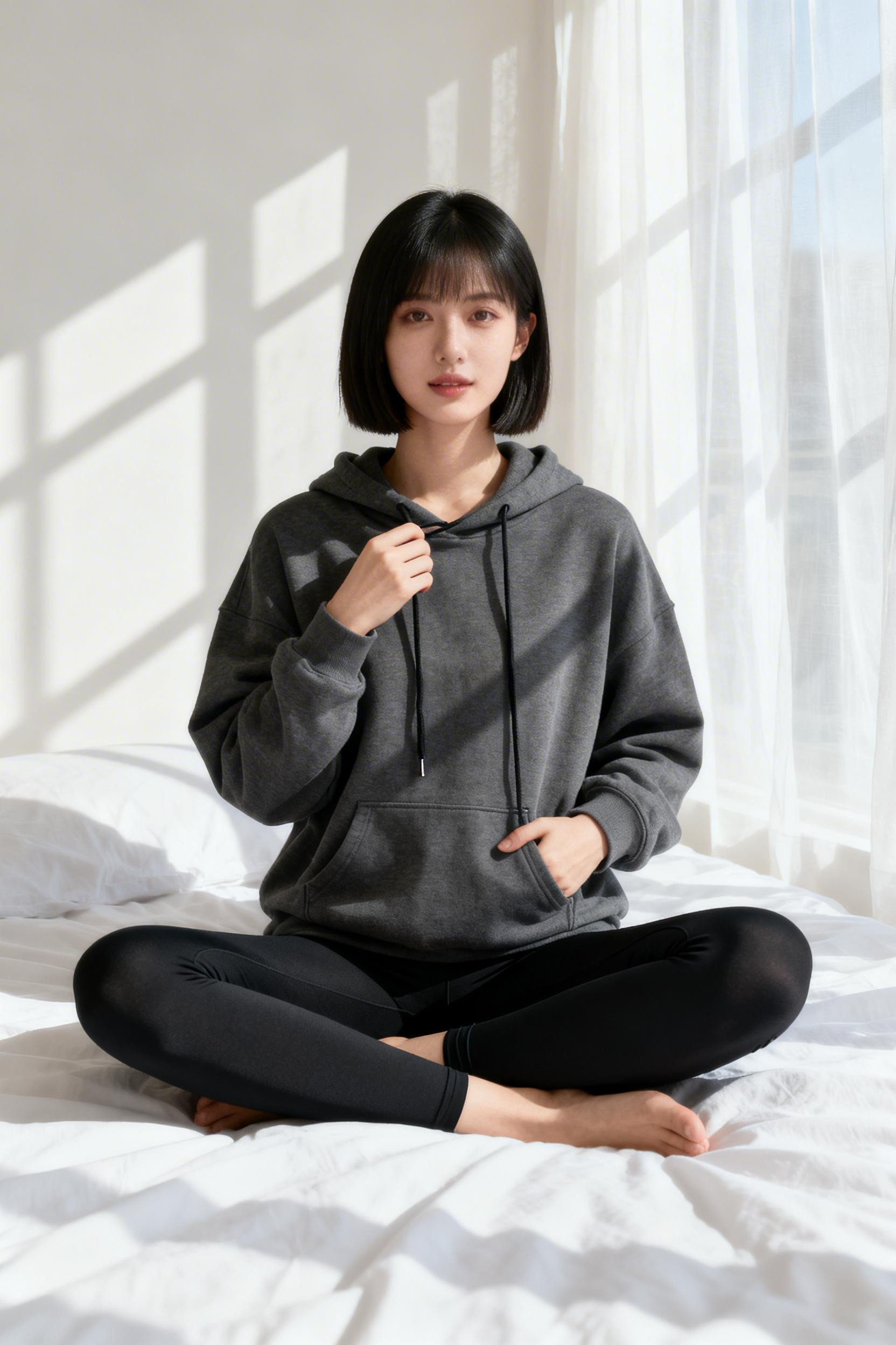 Leggings And Jacket Outfit - bedroom minimal style