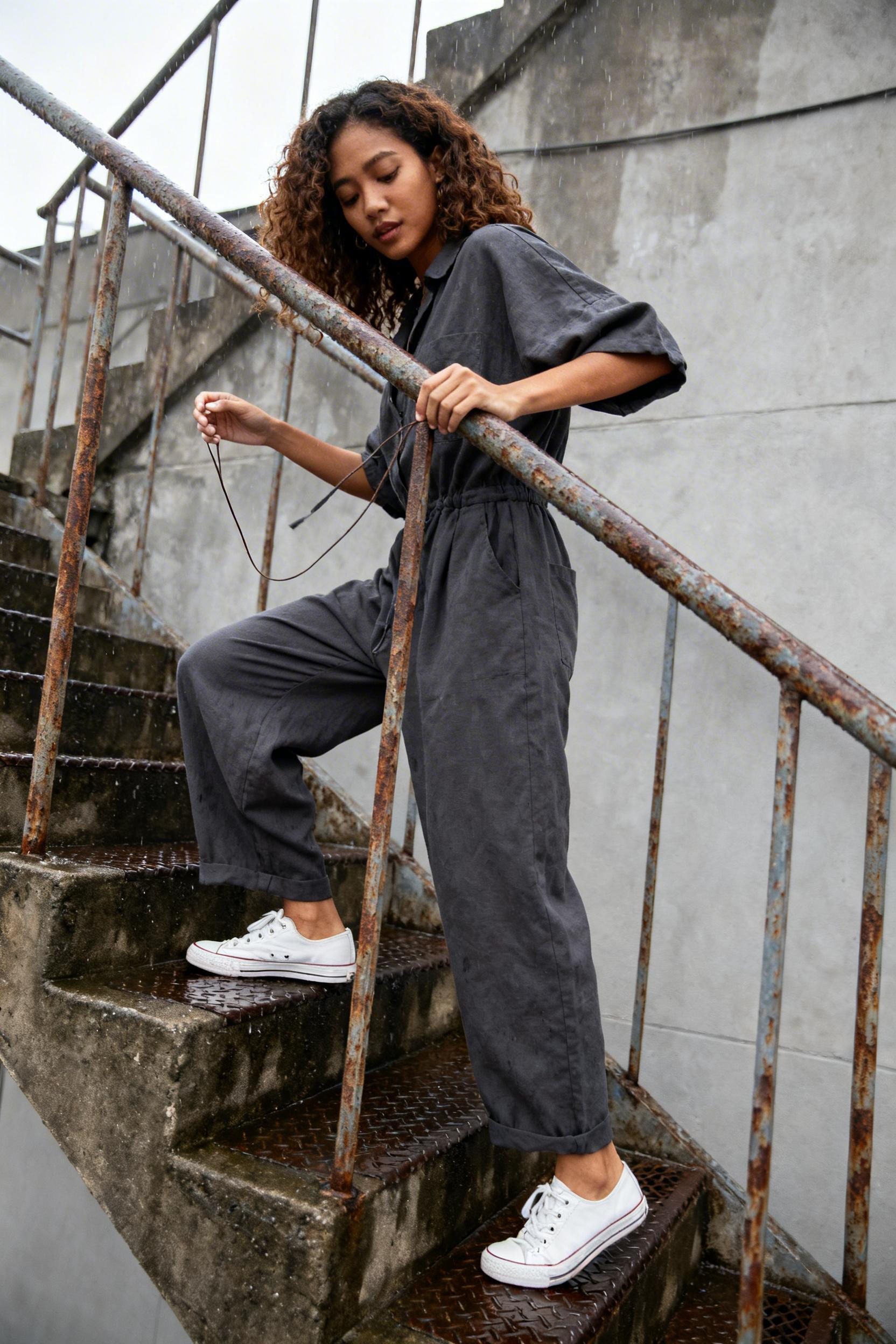 Jumpsuit Outfit Casual Winter - charcoal oversized jumpsuit