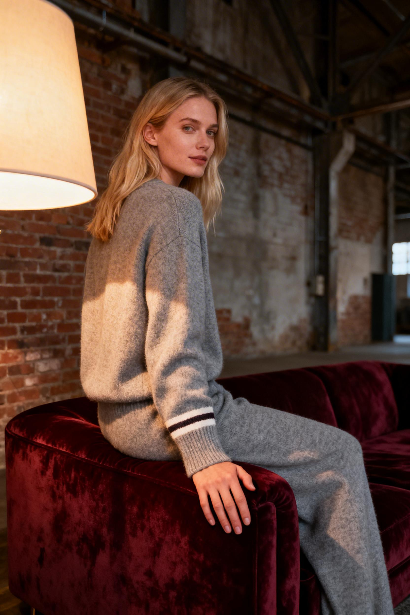 Dove grey cashmere lounge set