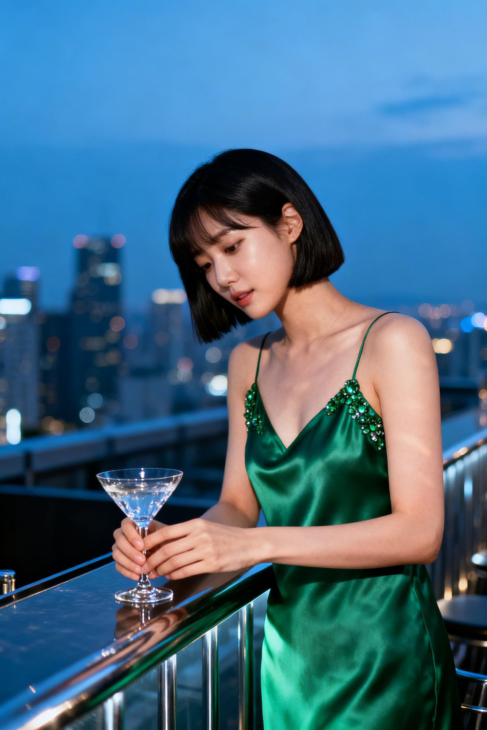 Vegas Outfit Ideas - emerald silk slip dress