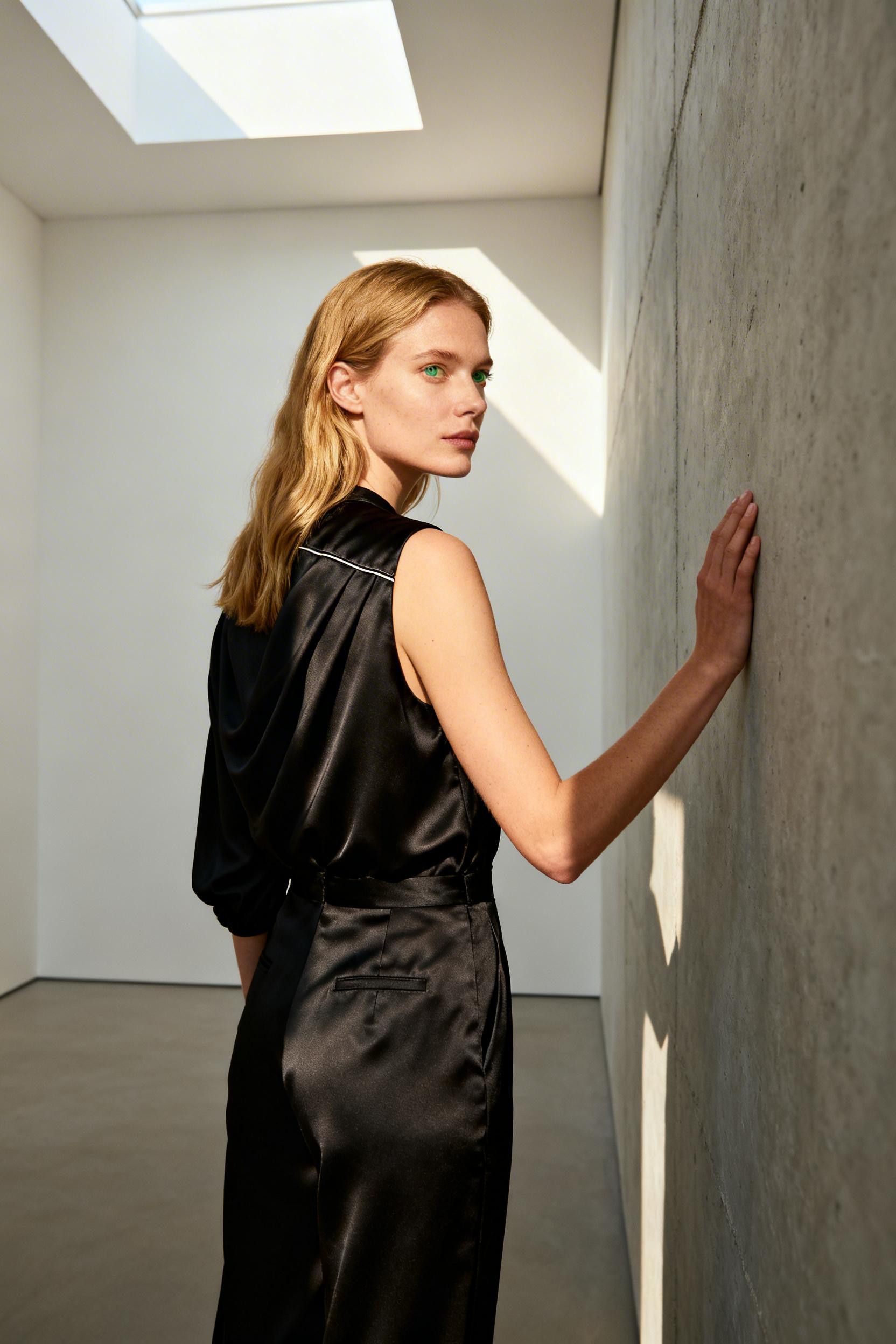 Birthday Dinner Outfit - black satin jumpsuit