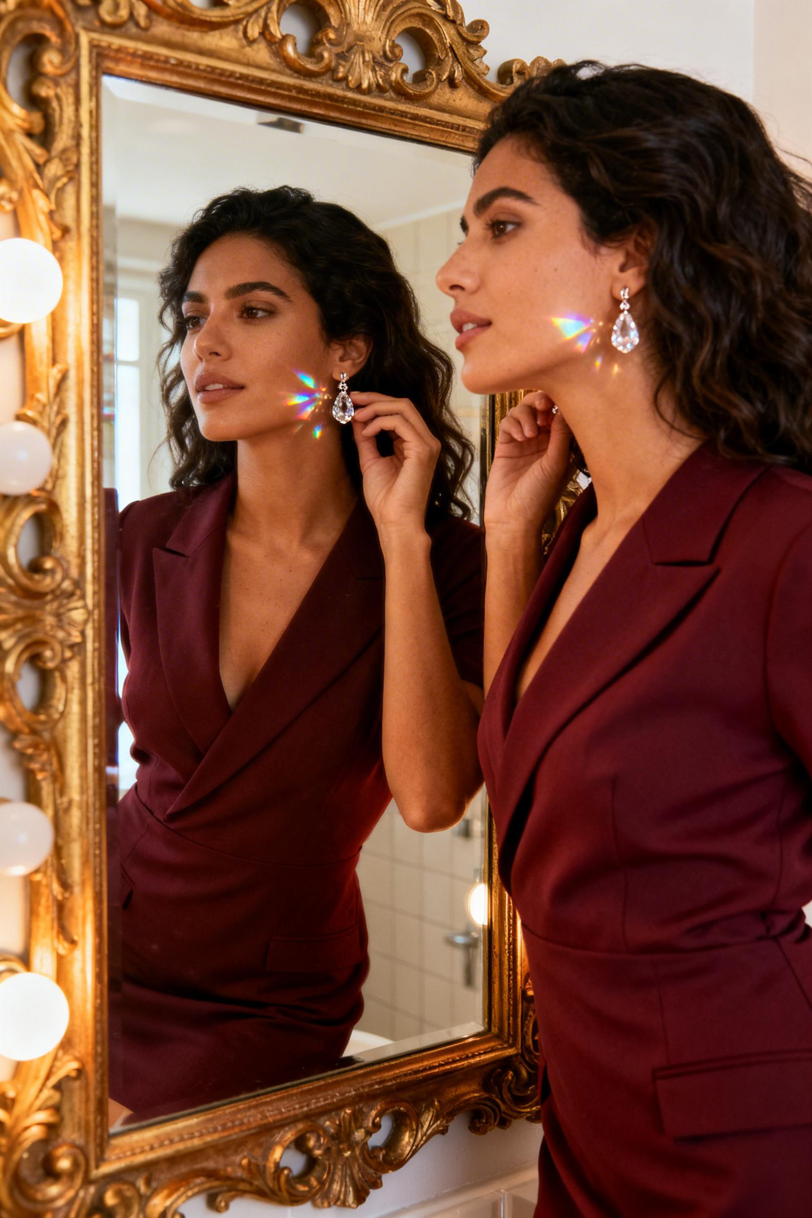 Birthday Dinner Outfit - burgundy structured midi dress