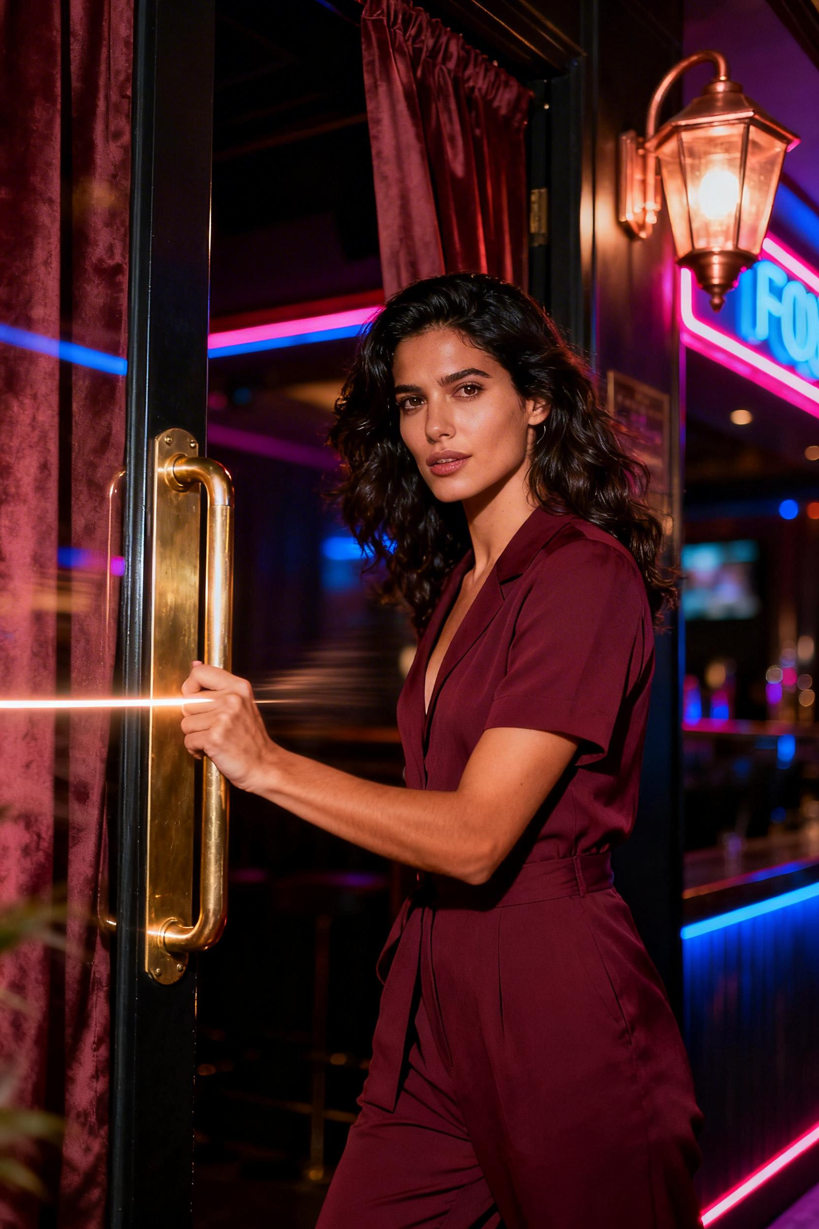 Night Club Fits - burgundy tailored jumpsuit