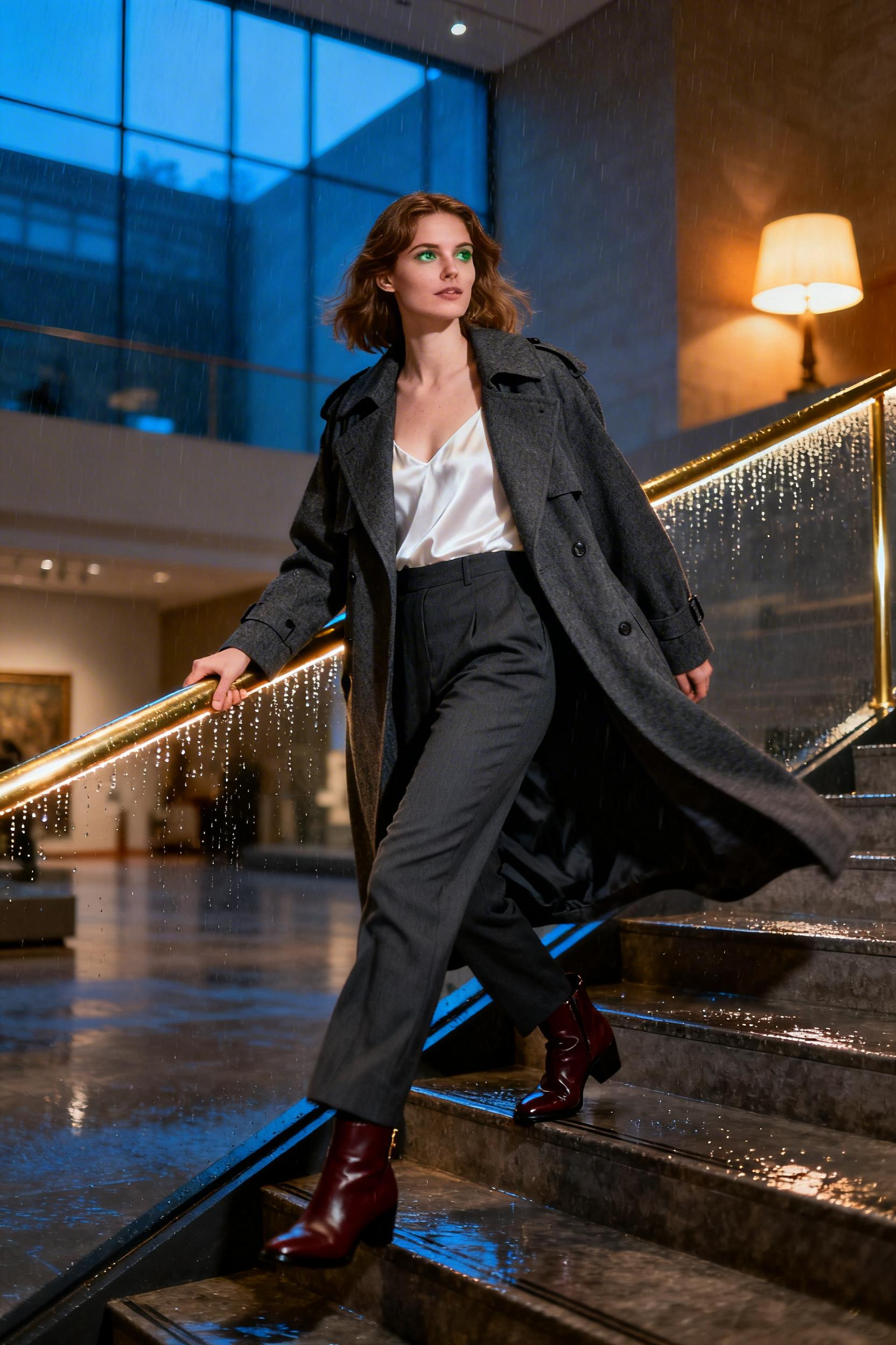 Classy Winter Outfits - charcoal trench coat