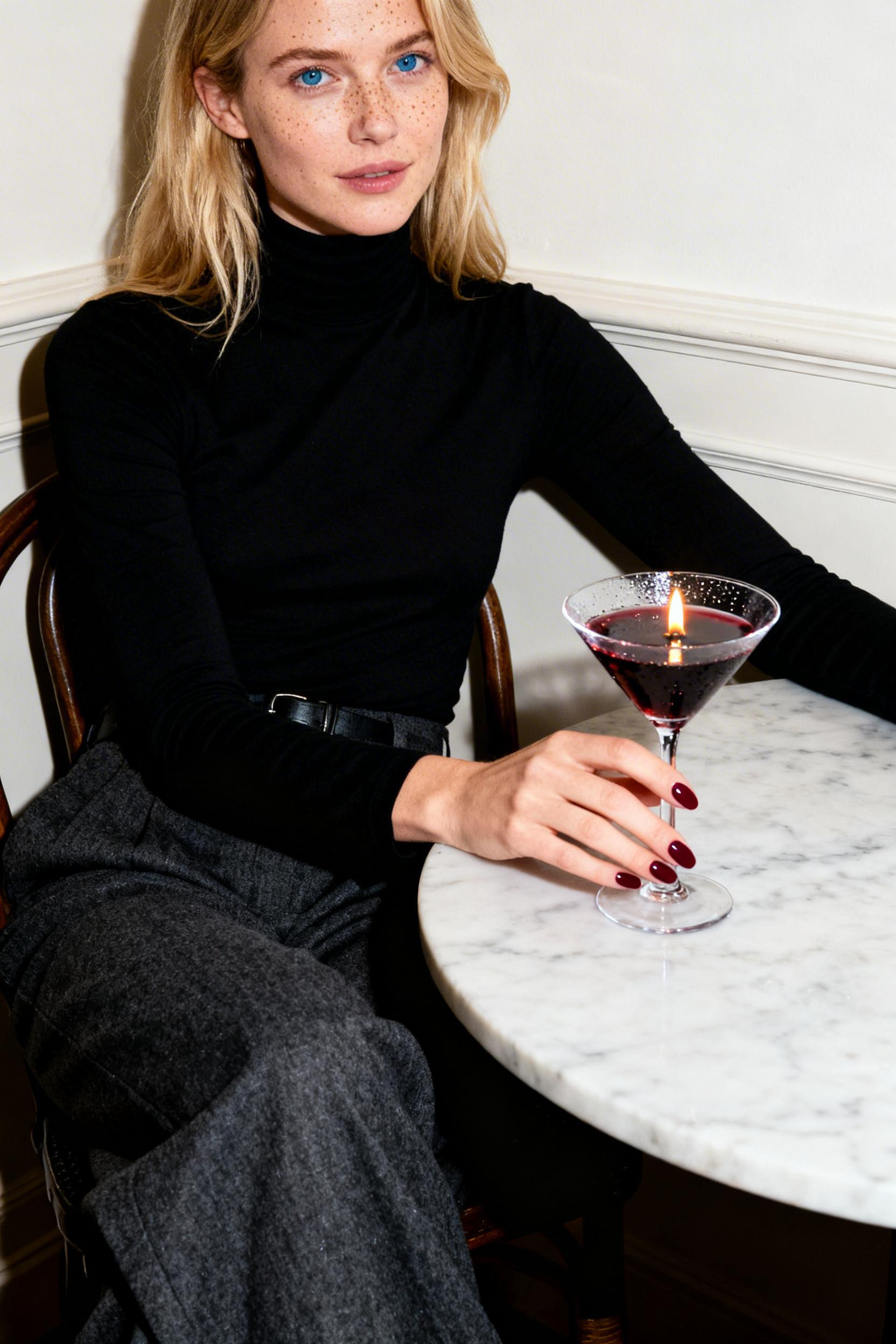 Cold Date Night Outfit - black turtleneck trousers
