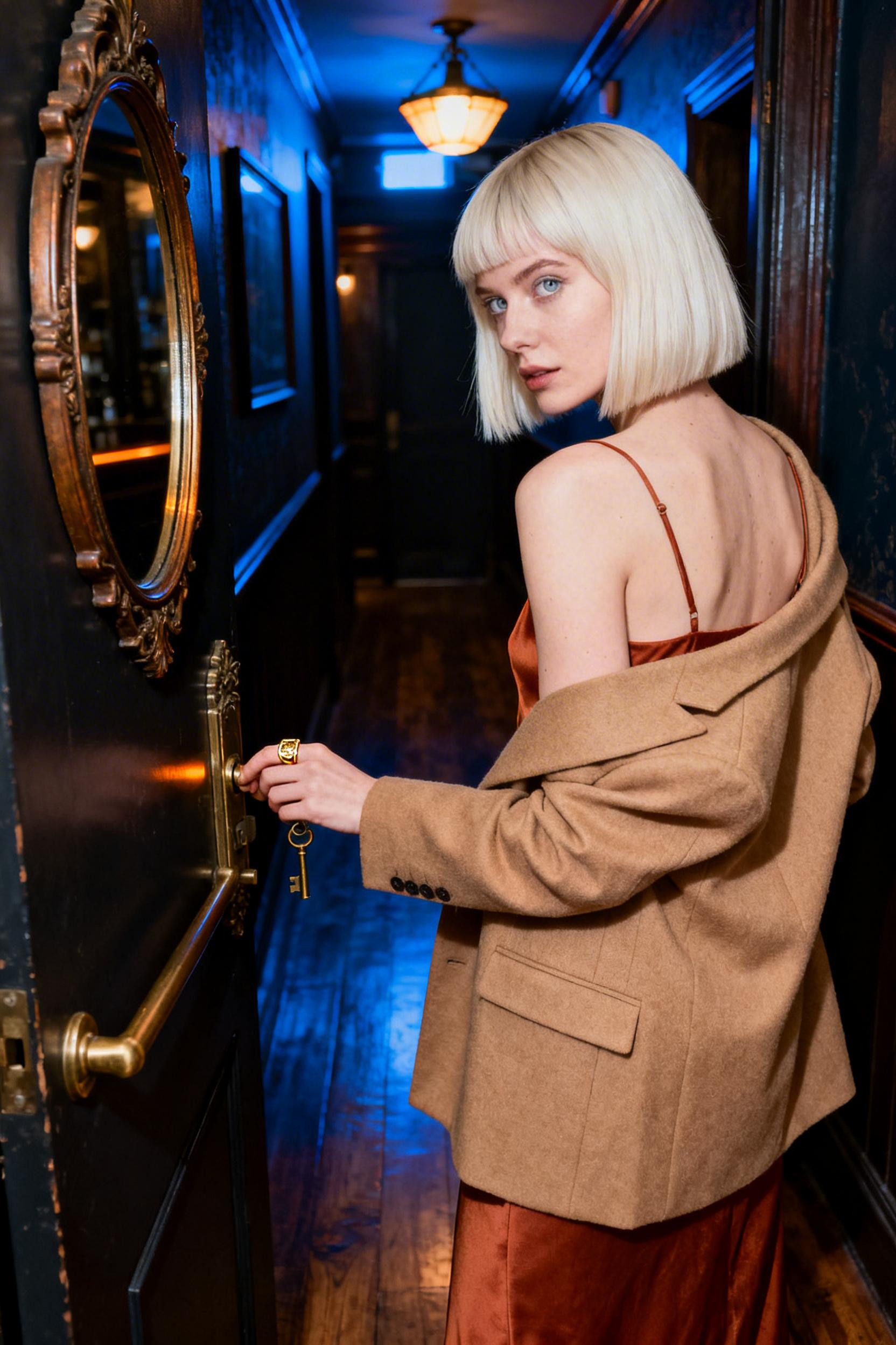 Birthday Dinner Outfit Classy - terracotta slip camel coat