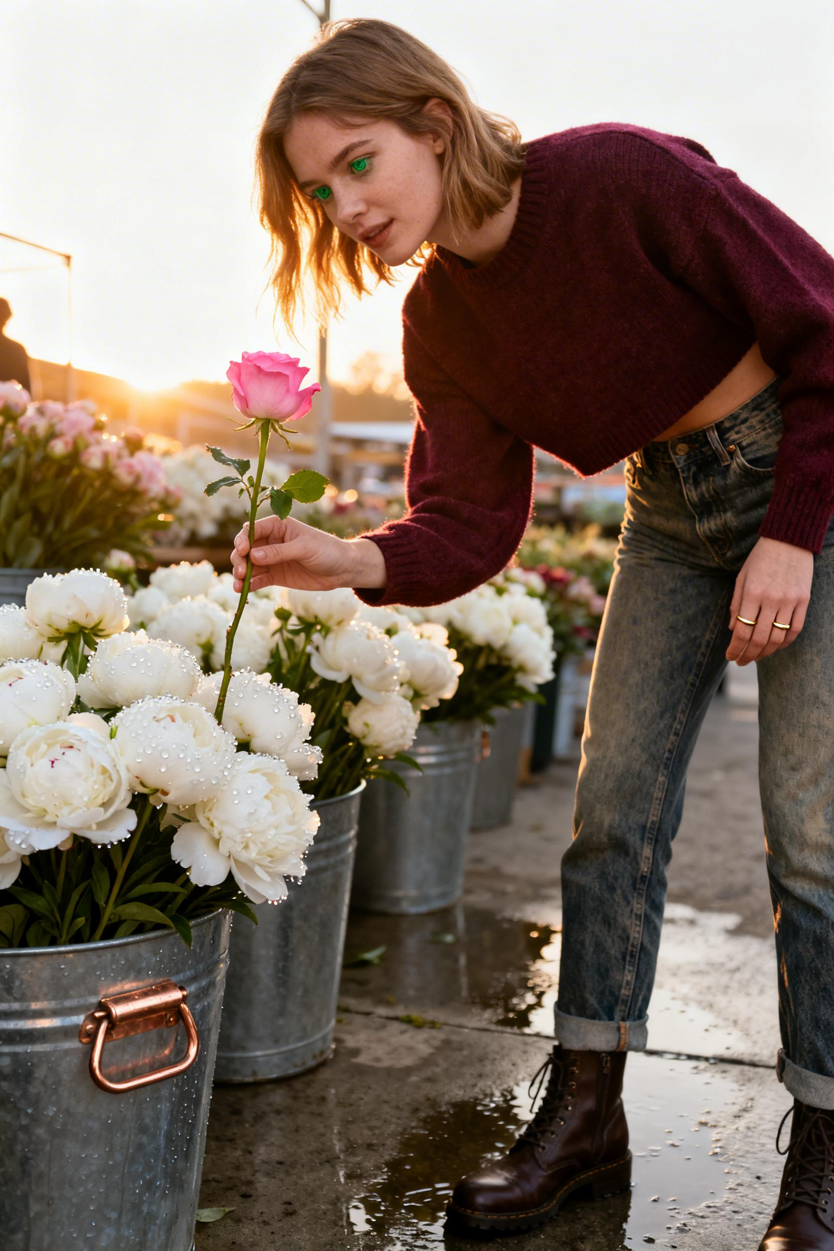 Date Night Fashion - burgundy sweater vintage jeans