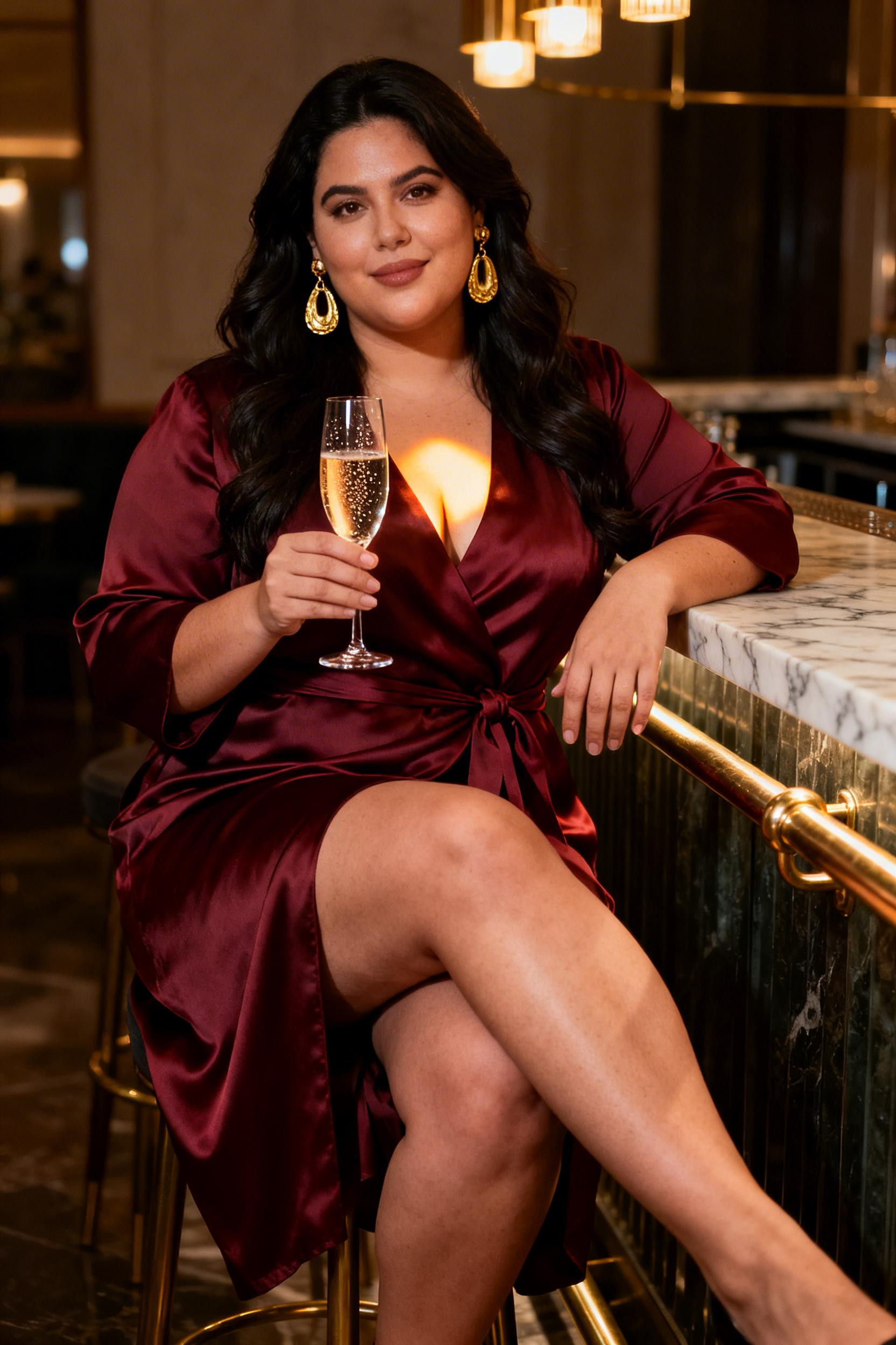 Vegas Outfit Ideas - burgundy silk wrap dress