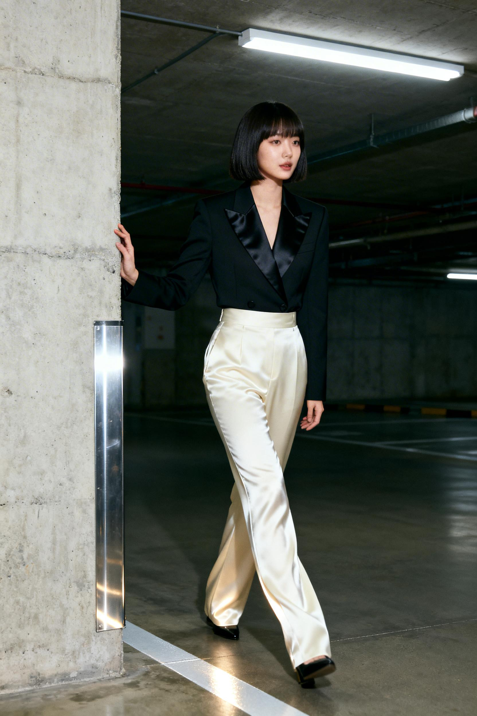 Plus Size First Date Outfit - black blazer cream trousers