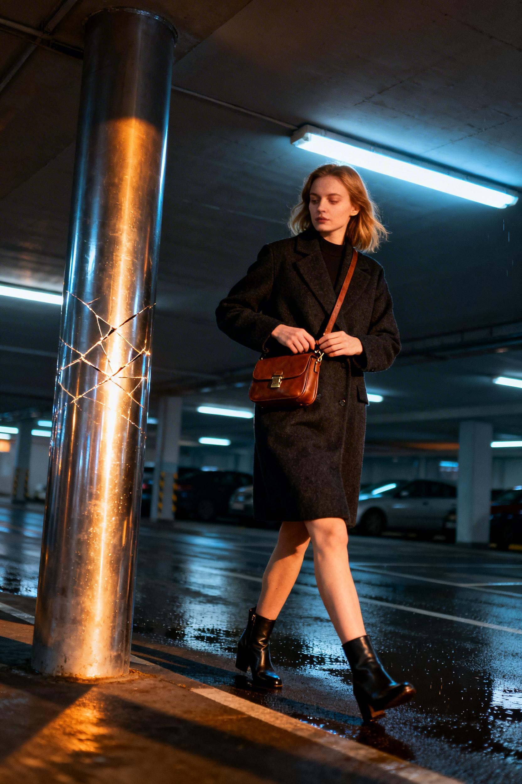 Winter Date Night Outfit - charcoal wool coat boots