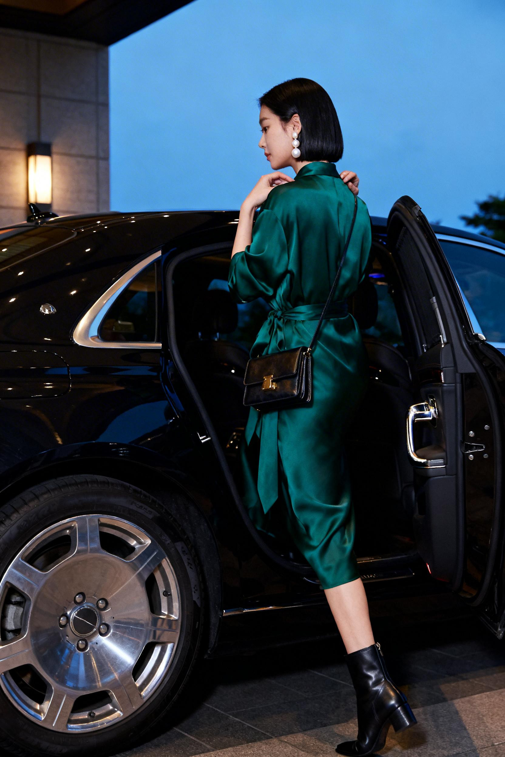 Date Night Dress - emerald silk wrap dress