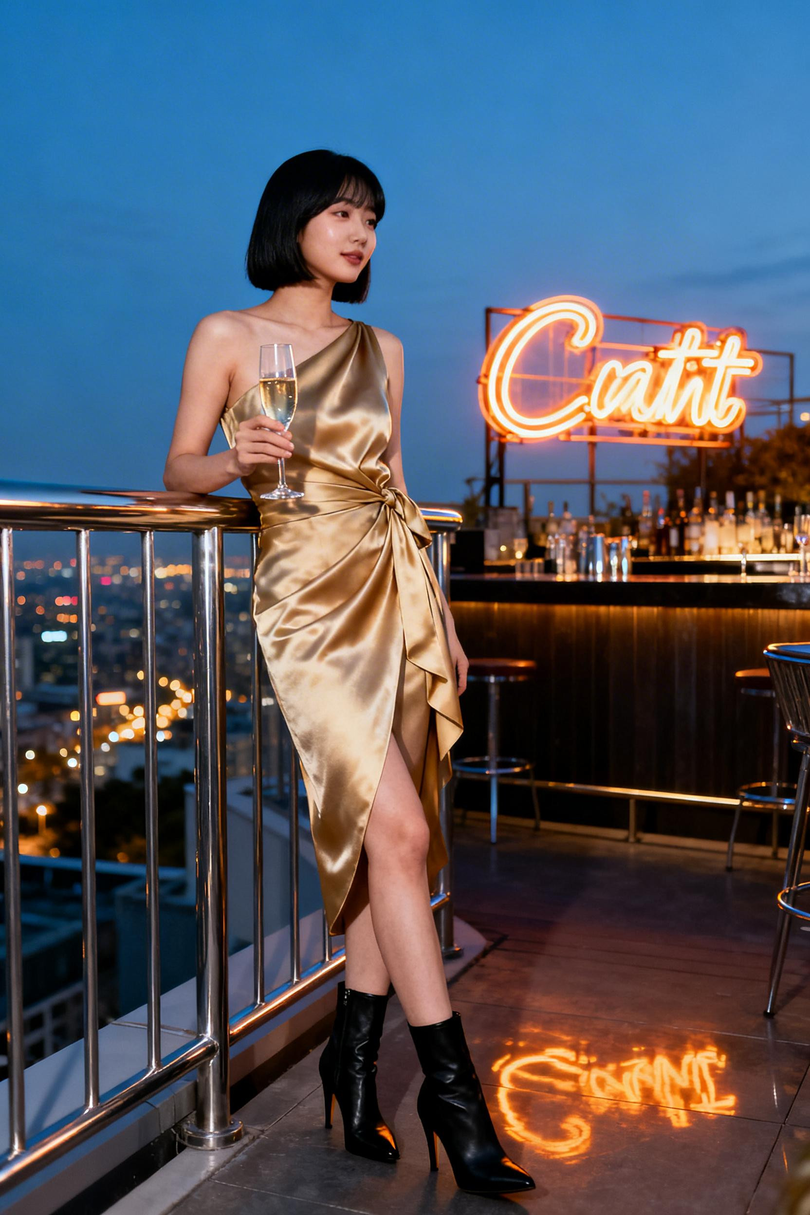 Night Club Fits - champagne wrap dress